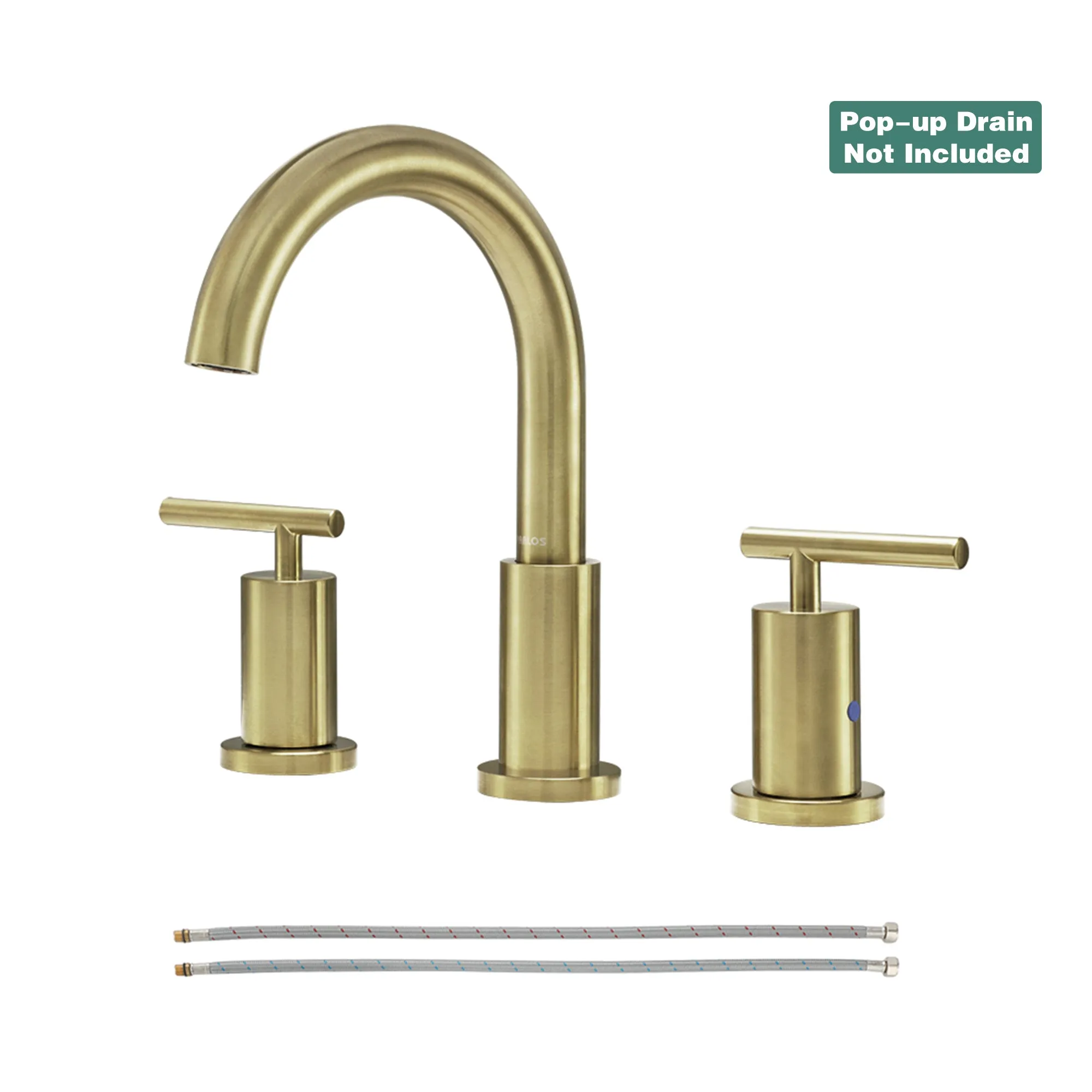 PARLOS 2-Handle Widespread 8 inch Bathroom Sink Faucet 3 Hole Vanity Faucet with cUPC Faucet Supply Lines, Brushed Gold, 1433108D