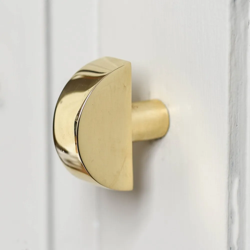 Polished Brass Mid Century Half Moon Cabinet Knob