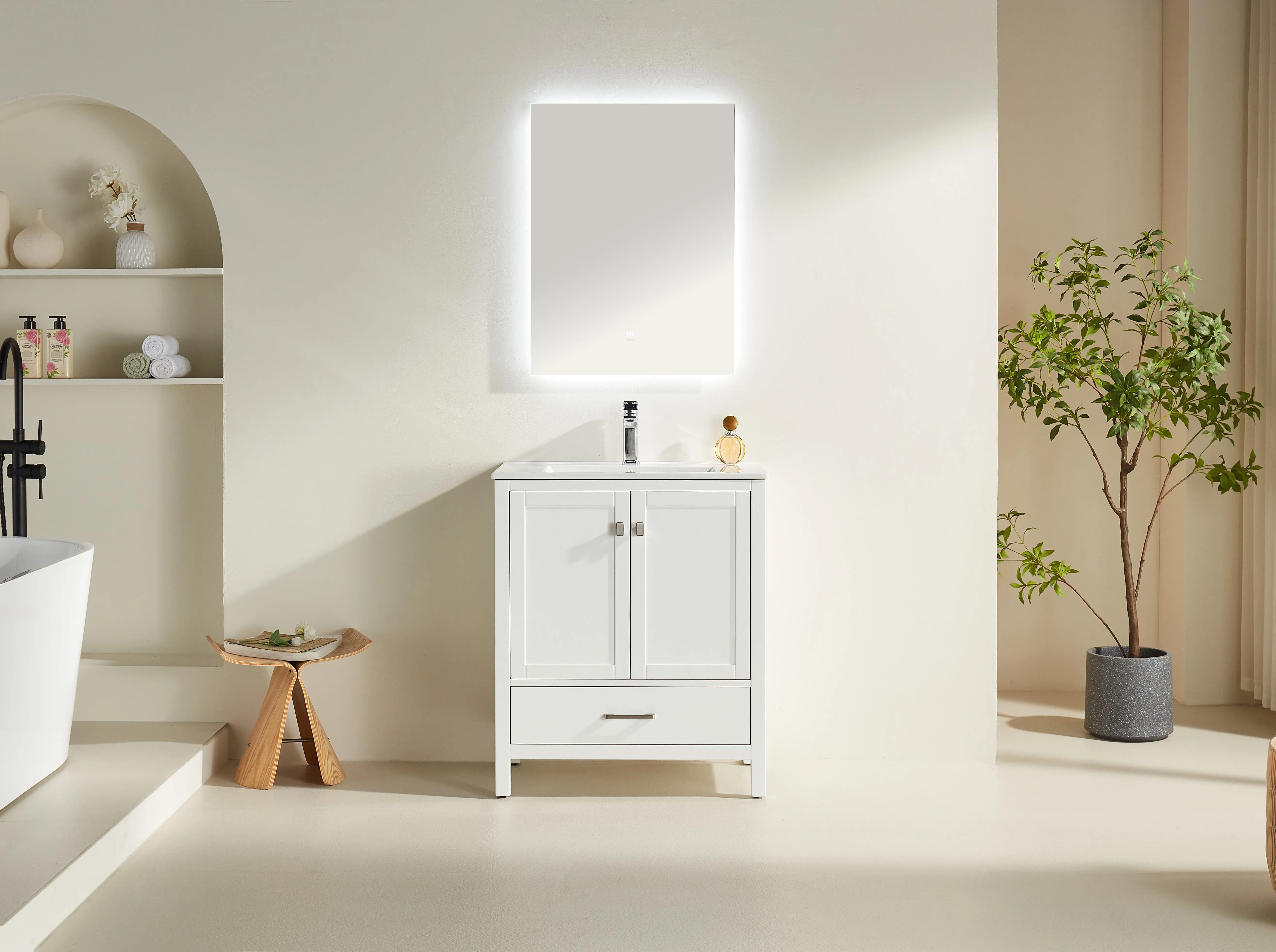 Rose- 30" x 18" White , Floor Standing Modern Bathroom Vanity