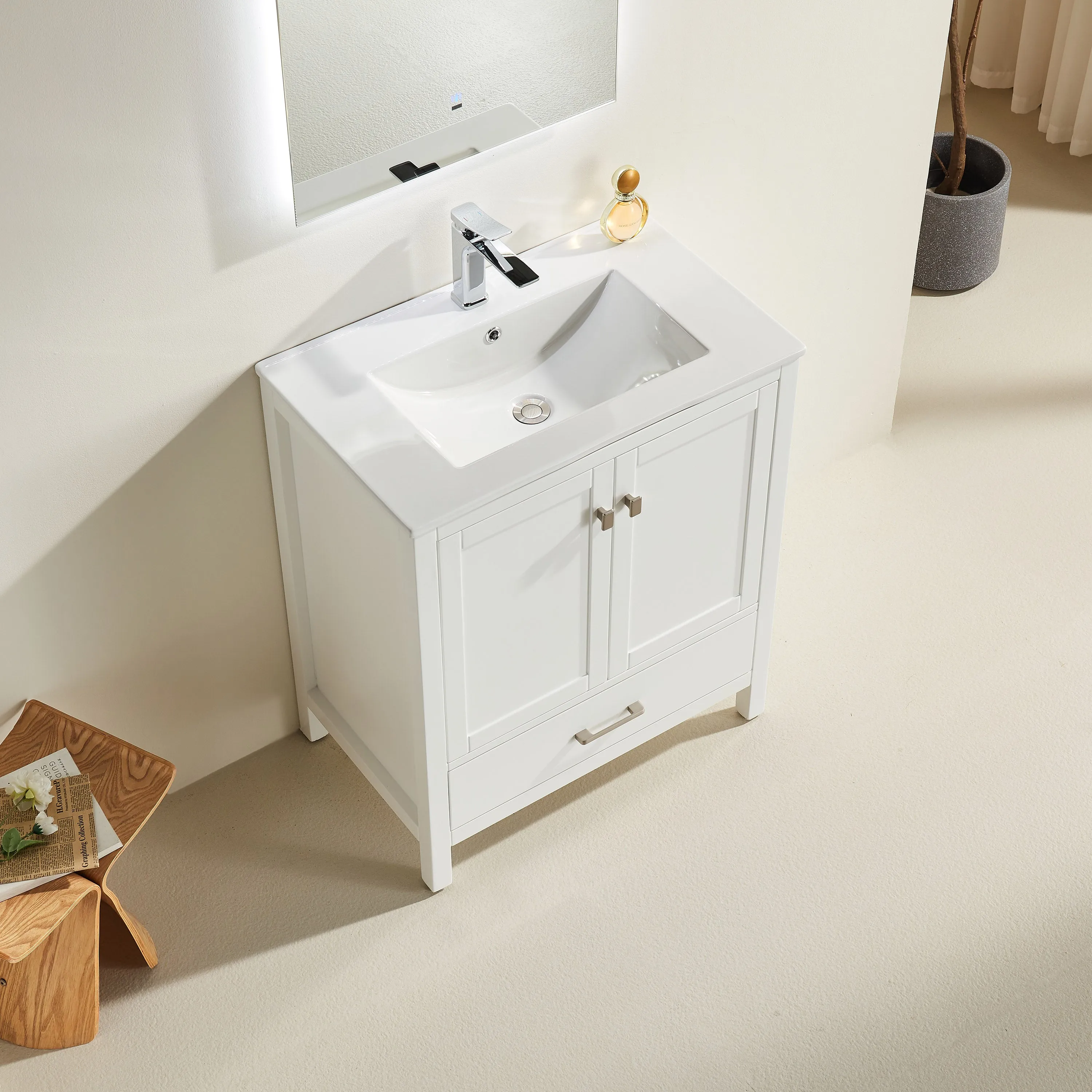 Rose- 30" x 18" White , Floor Standing Modern Bathroom Vanity