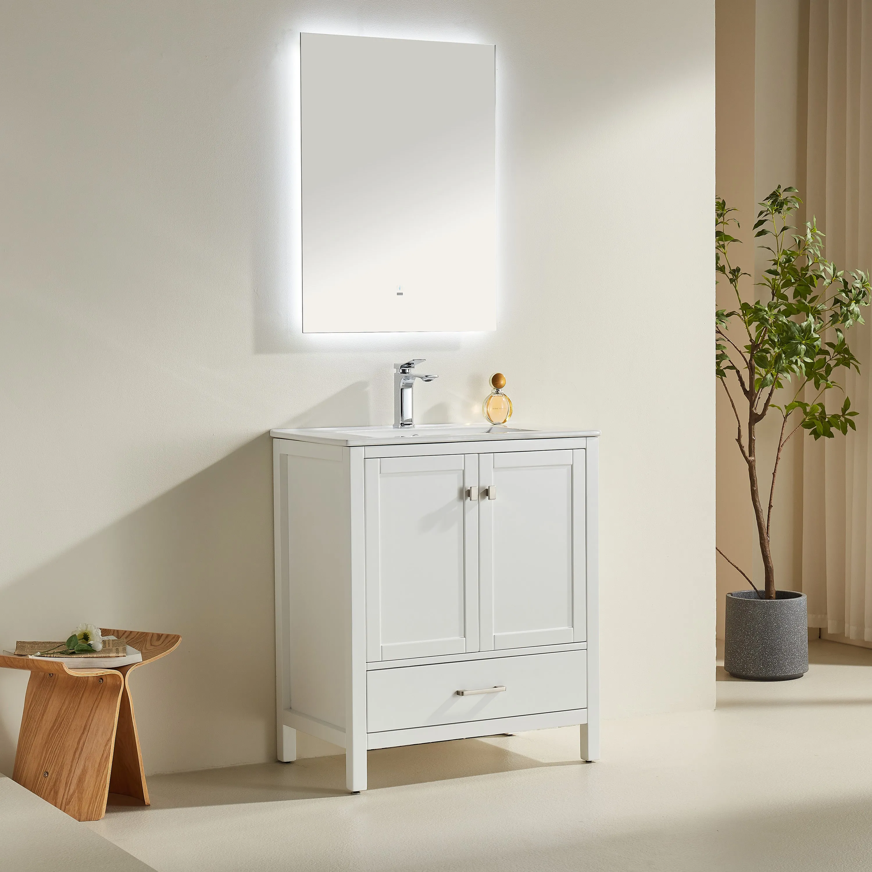 Rose- 30" x 18" White , Floor Standing Modern Bathroom Vanity