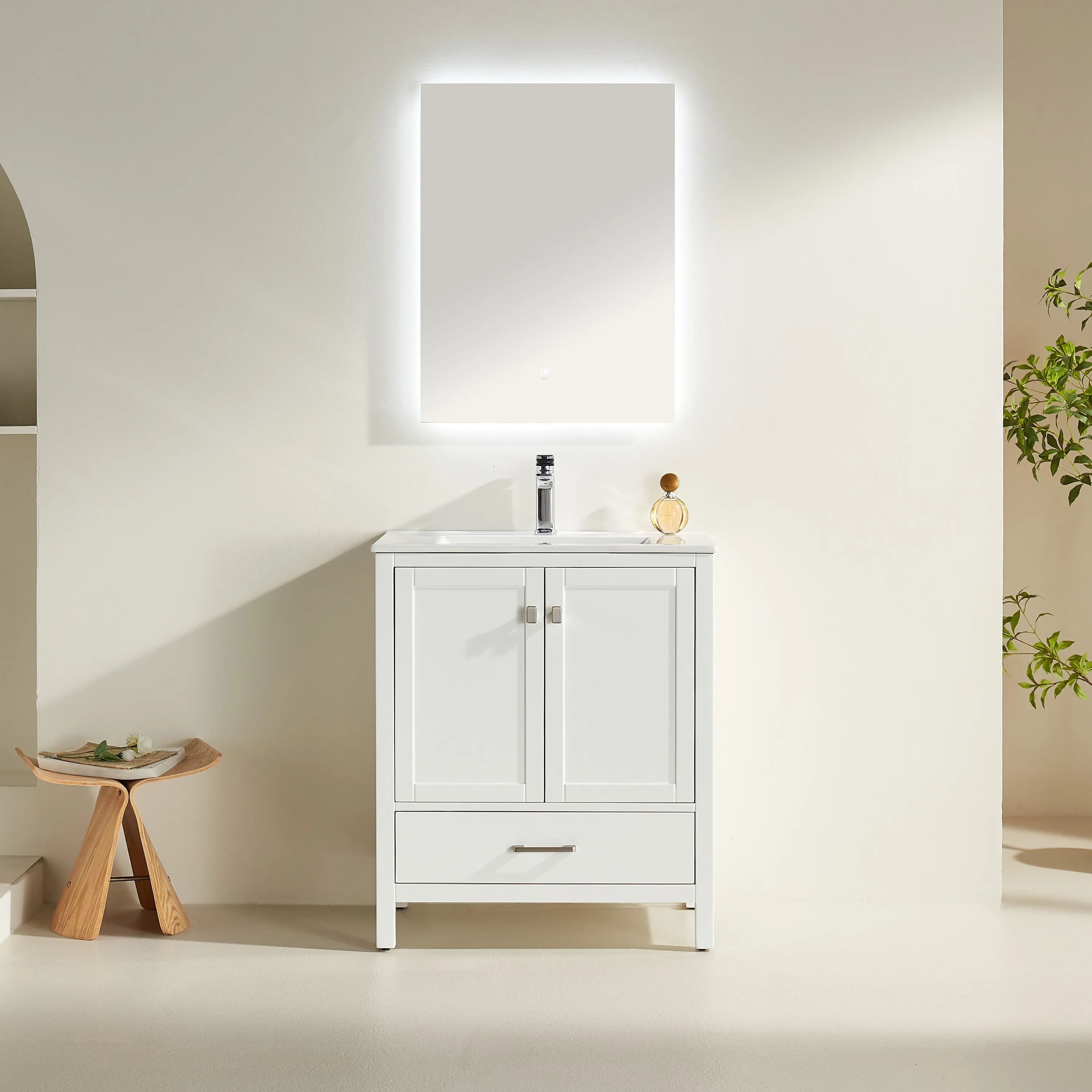 Rose- 30" x 18" White , Floor Standing Modern Bathroom Vanity