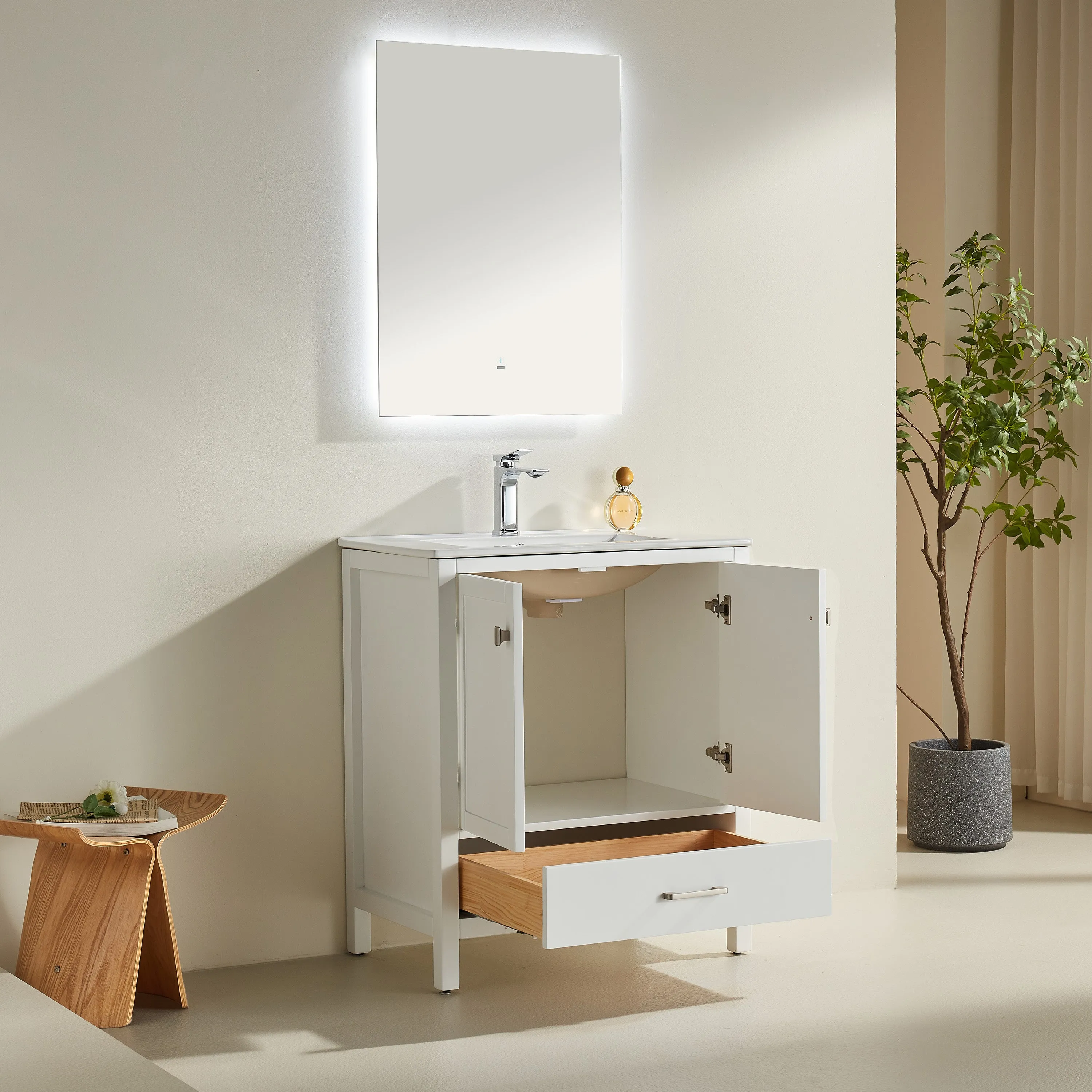 Rose- 30" x 18" White , Floor Standing Modern Bathroom Vanity