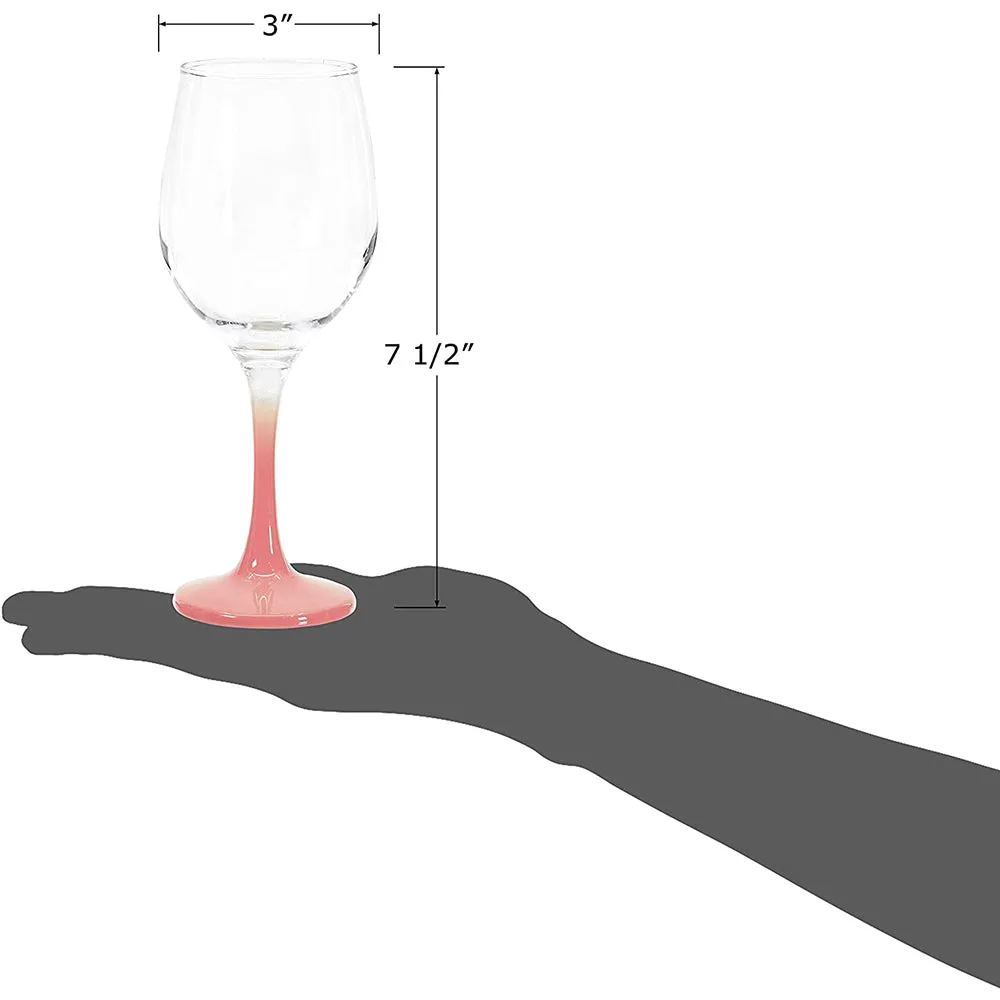 Rose Colored Stem Clear Wine Drinking Glass for Red, White, Pink Wine, Cocktails, 9.25 Ounce - Set of 3