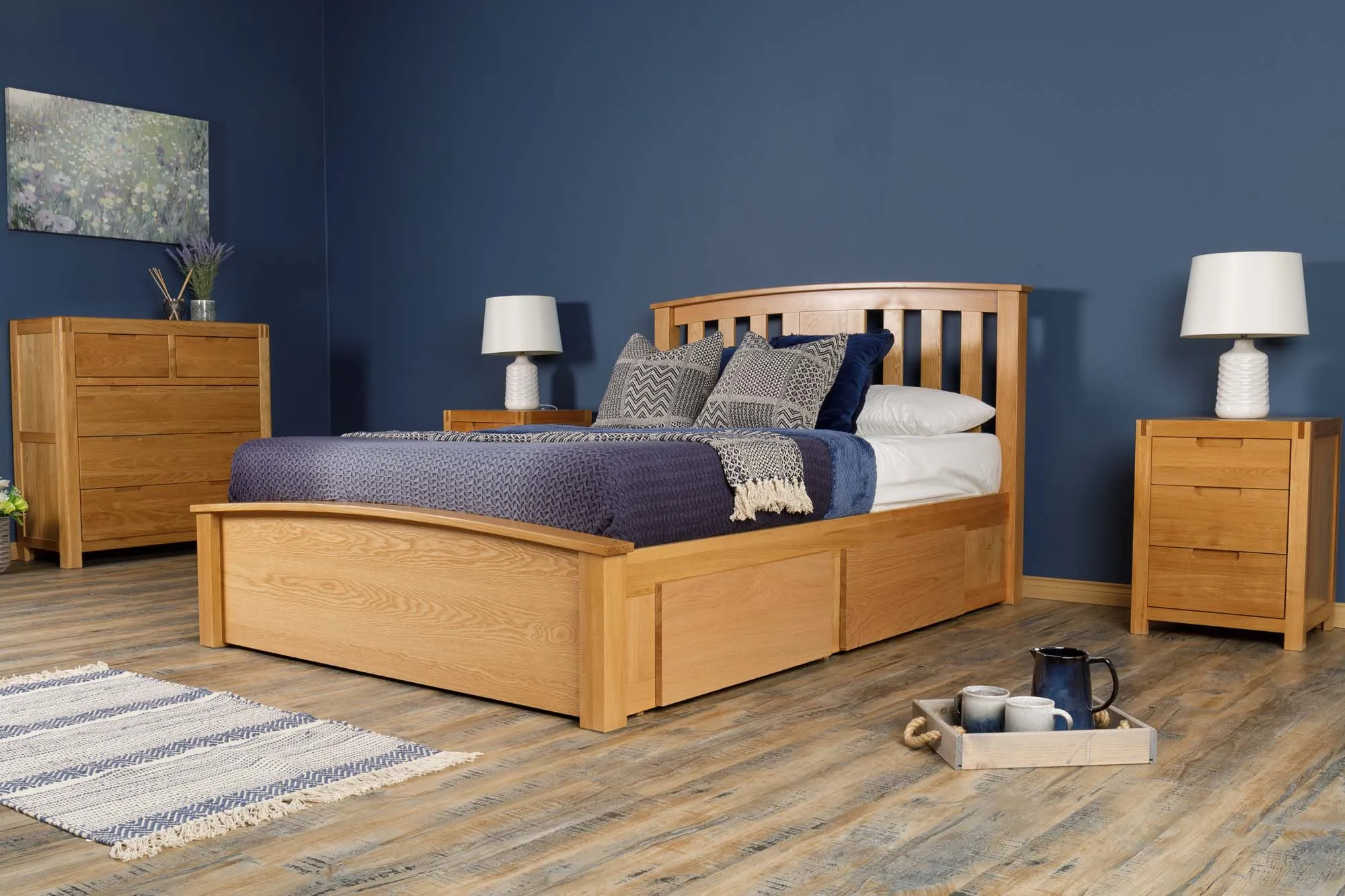 Royal Ascot Solid Natural Oak Storage Bed Frame - 4ft6 Double