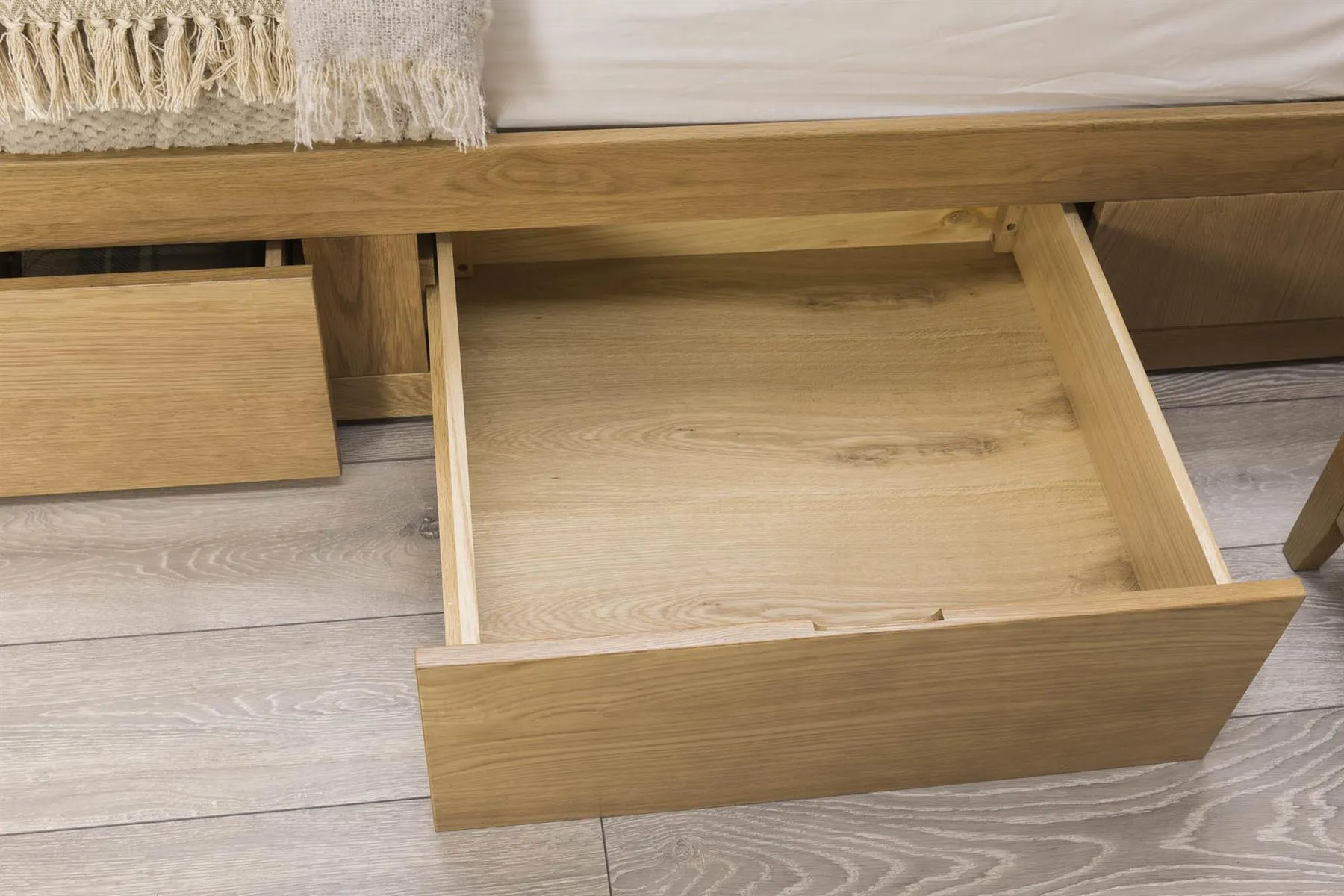 Royal Ascot Solid Natural Oak Storage Bed Frame - 4ft6 Double