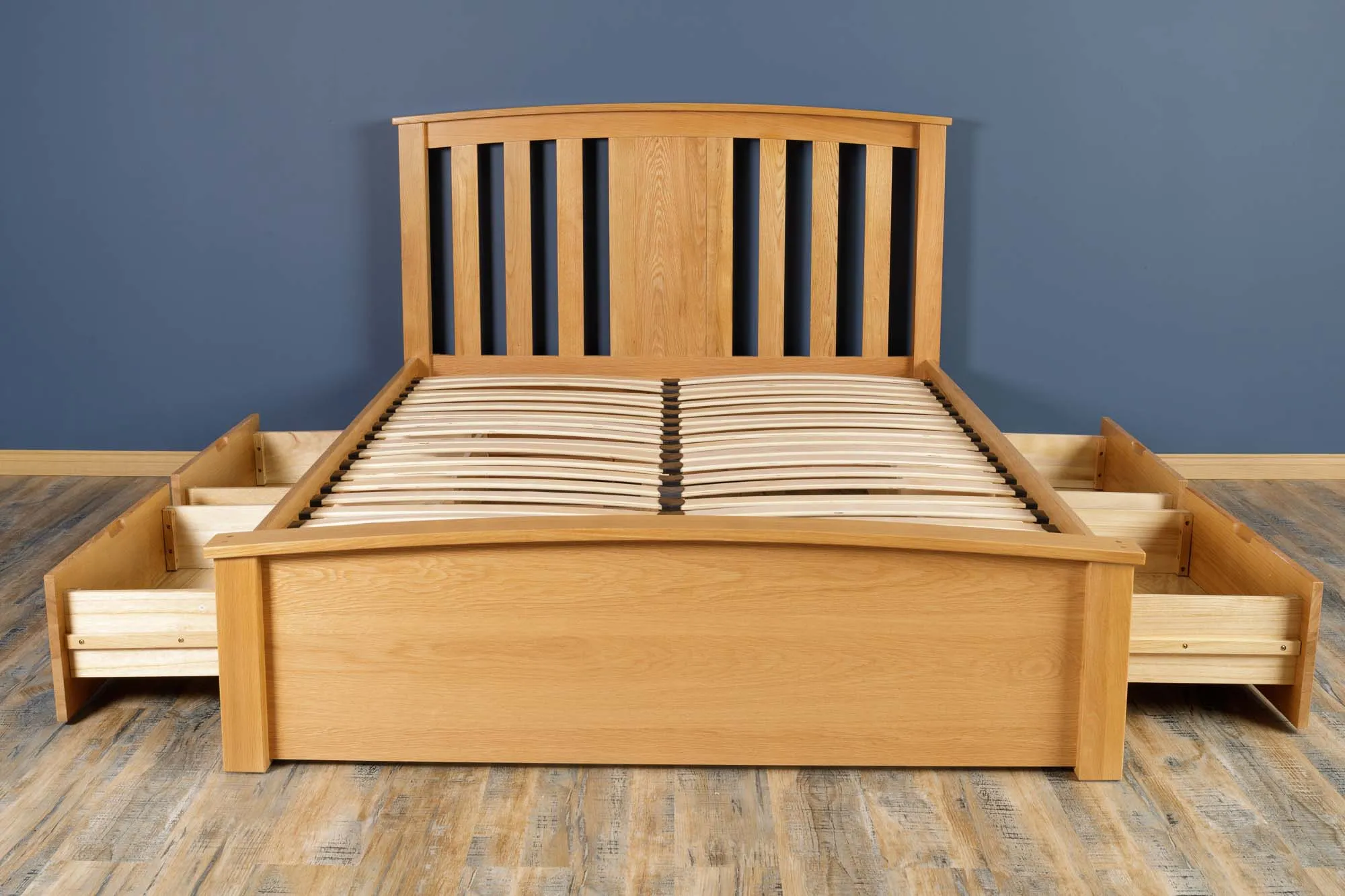 Royal Ascot Solid Natural Oak Storage Bed Frame - 4ft6 Double