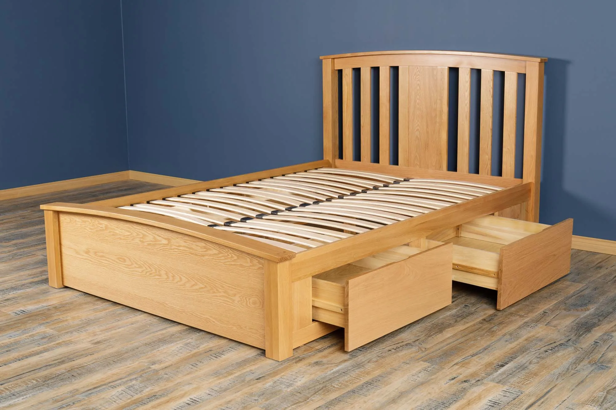 Royal Ascot Solid Natural Oak Storage Bed Frame - 5ft King Size