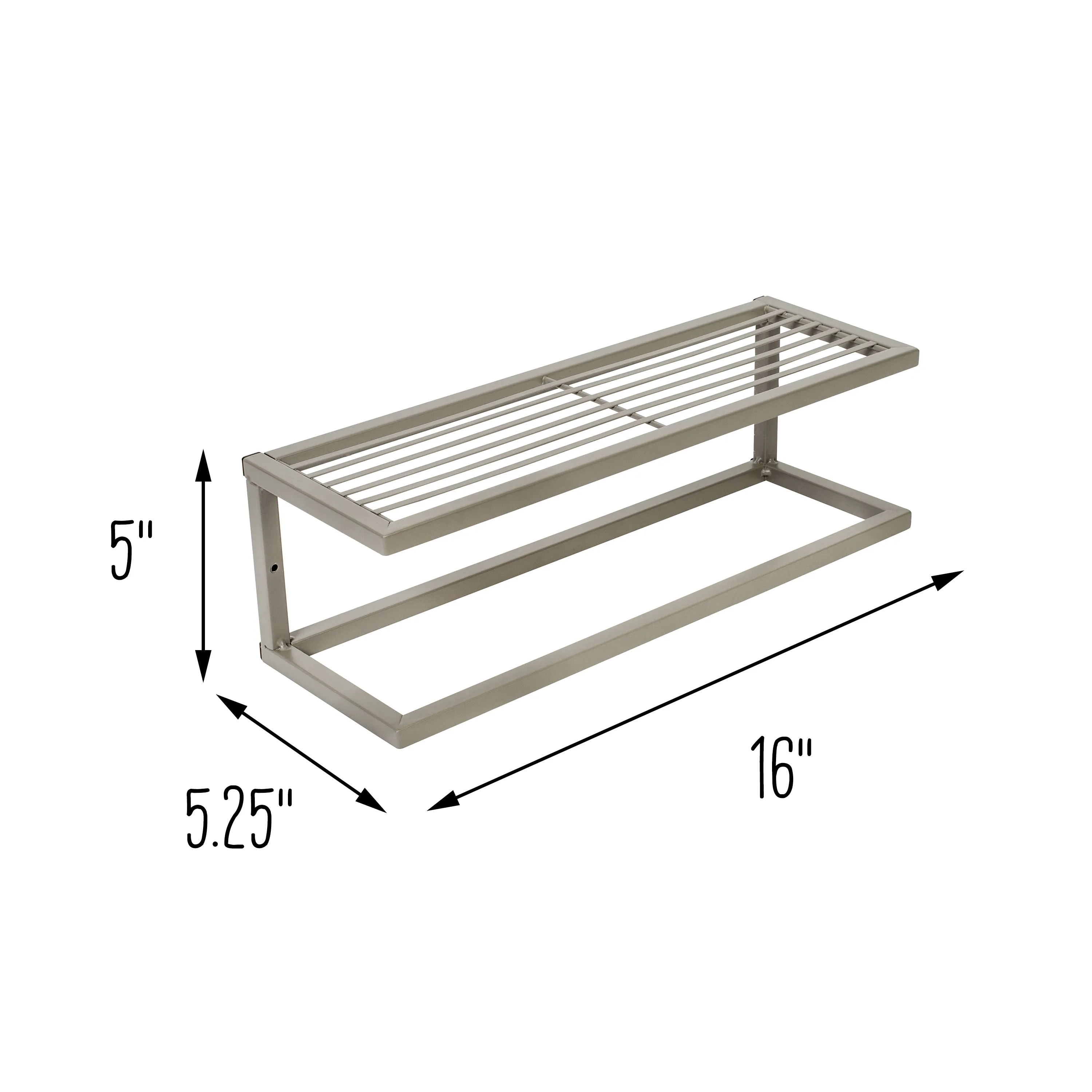 Satin Nickel Slatted Bath Shelf with Towel Bar