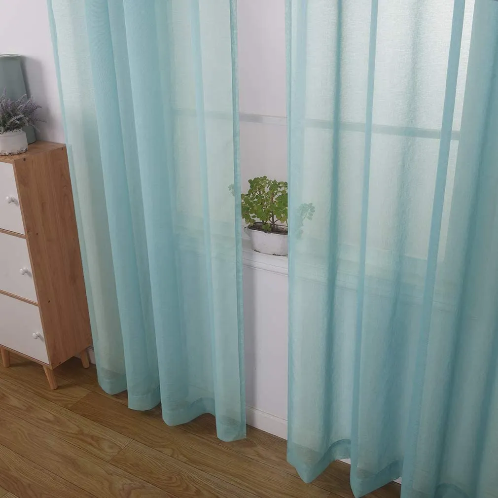 Sheer Curtains Window Treatments Rod Pocket Drapes for Living Room, Bedroom, Semi Crinkle Voile Extra Wide Curtains for Yard, Villa, Parlor