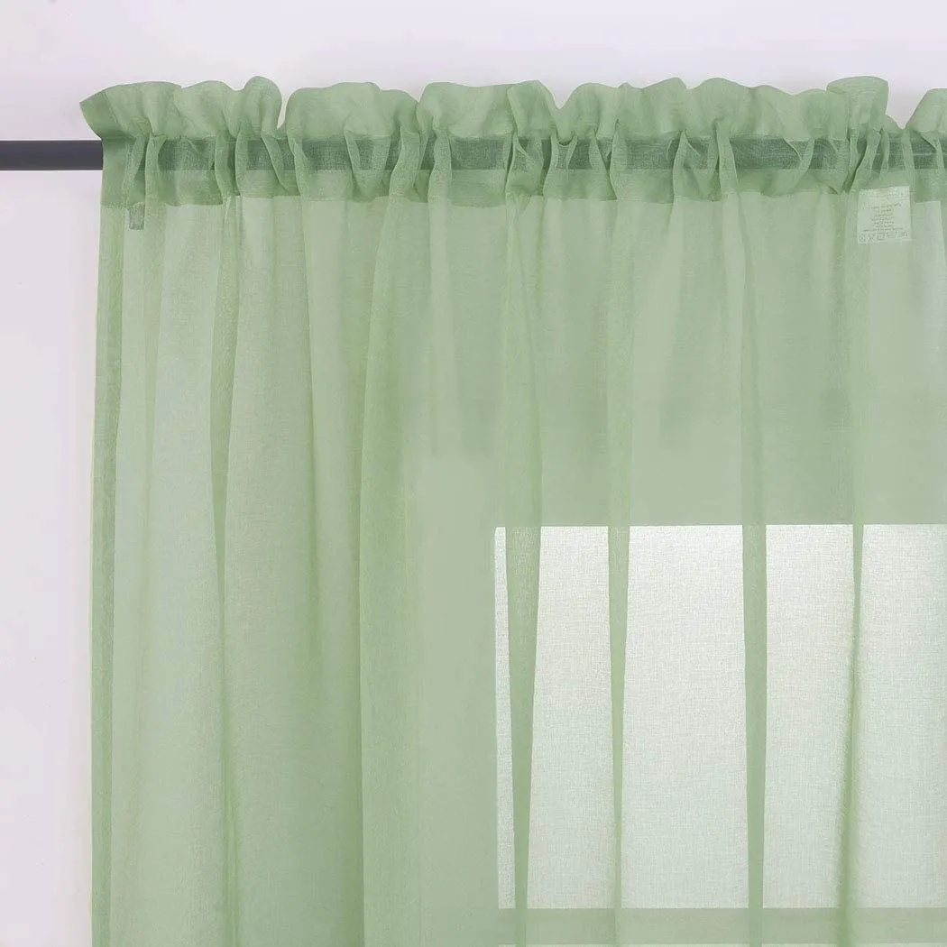 Sheer Curtains Window Treatments Rod Pocket Drapes for Living Room, Bedroom, Semi Crinkle Voile Extra Wide Curtains for Yard, Villa, Parlor