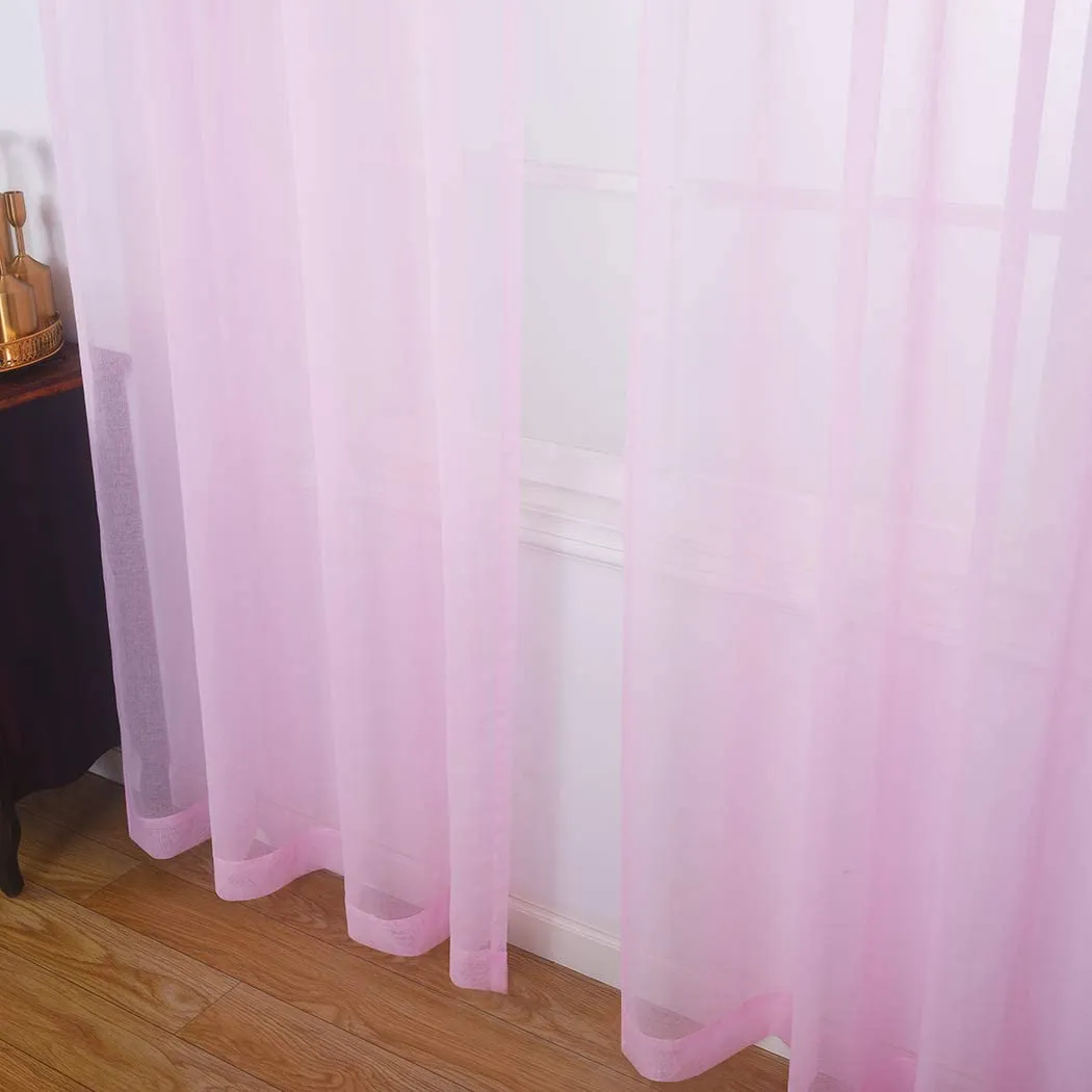 Sheer Curtains Window Treatments Rod Pocket Drapes for Living Room, Bedroom, Semi Crinkle Voile Extra Wide Curtains for Yard, Villa, Parlor