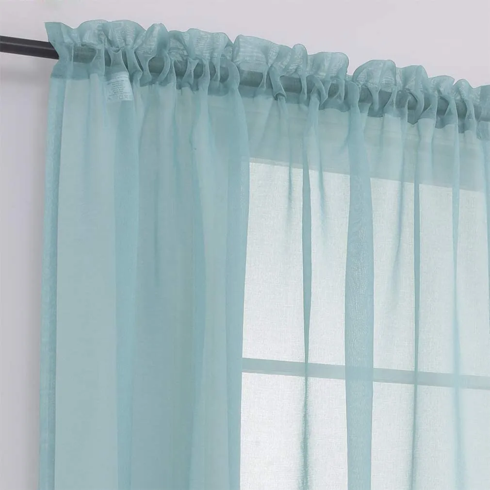 Sheer Curtains Window Treatments Rod Pocket Drapes for Living Room, Bedroom, Semi Crinkle Voile Extra Wide Curtains for Yard, Villa, Parlor