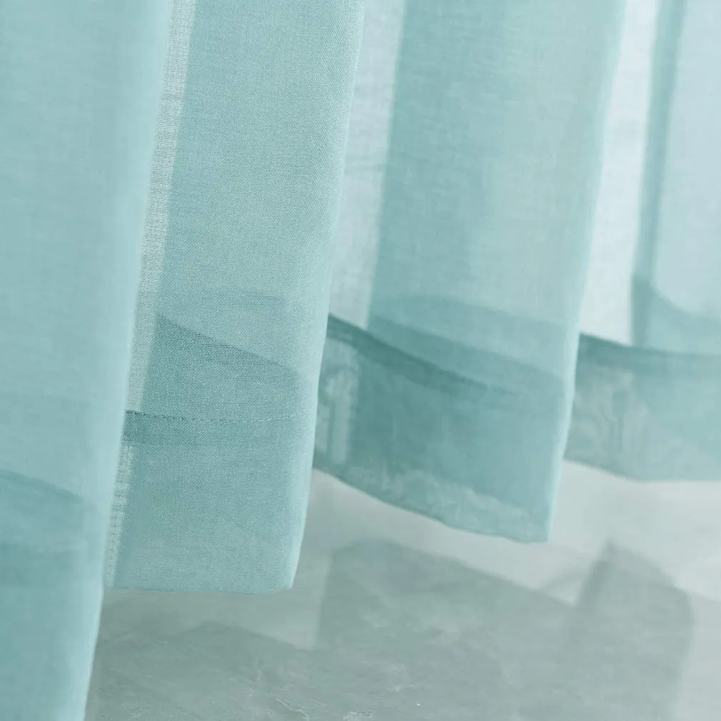 Sheer Curtains Window Treatments Rod Pocket Drapes for Living Room, Bedroom, Semi Crinkle Voile Extra Wide Curtains for Yard, Villa, Parlor