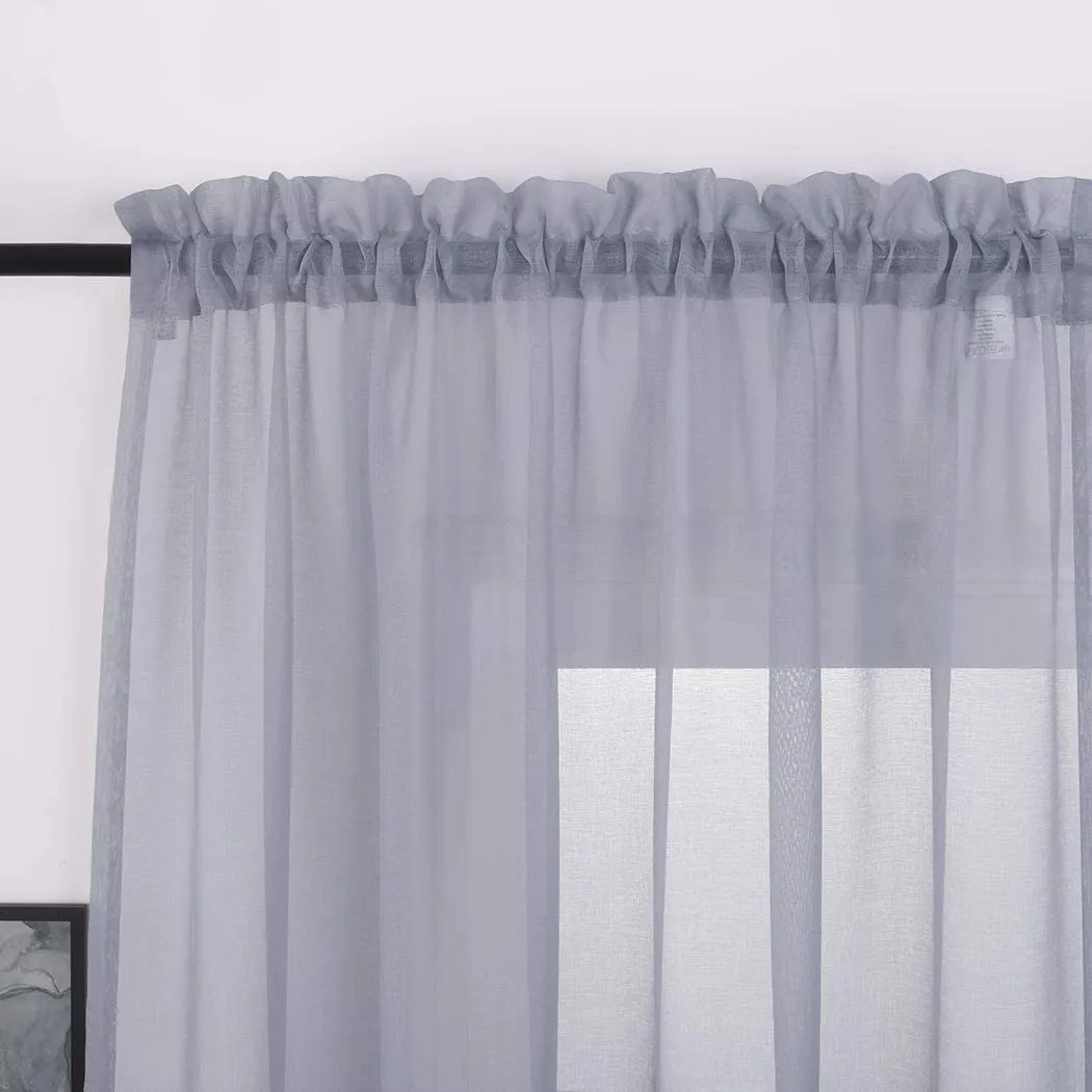 Sheer Curtains Window Treatments Rod Pocket Drapes for Living Room, Bedroom, Semi Crinkle Voile Extra Wide Curtains for Yard, Villa, Parlor