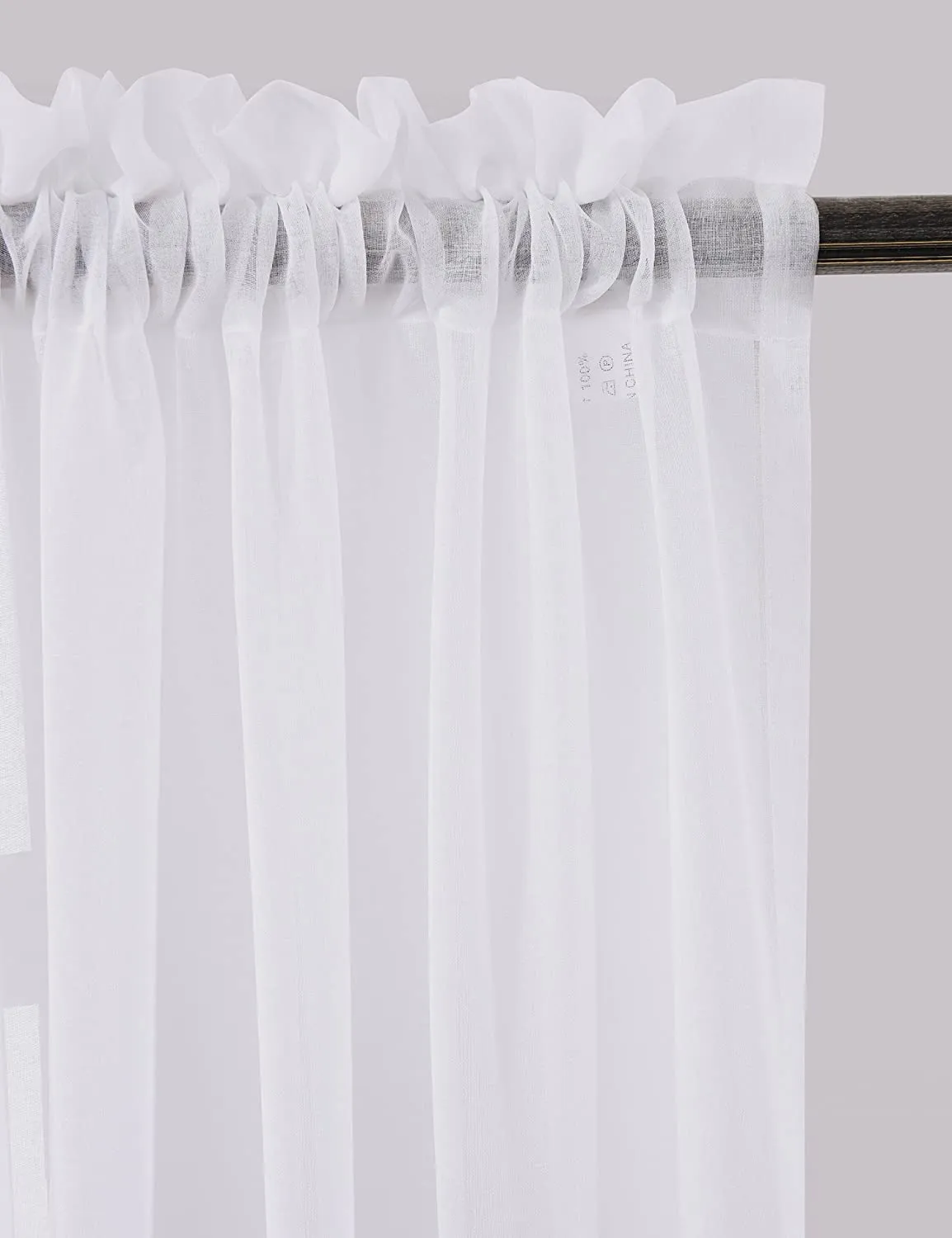 Sheer Curtains Window Treatments Rod Pocket Drapes for Living Room, Bedroom, Semi Crinkle Voile Extra Wide Curtains for Yard, Villa, Parlor