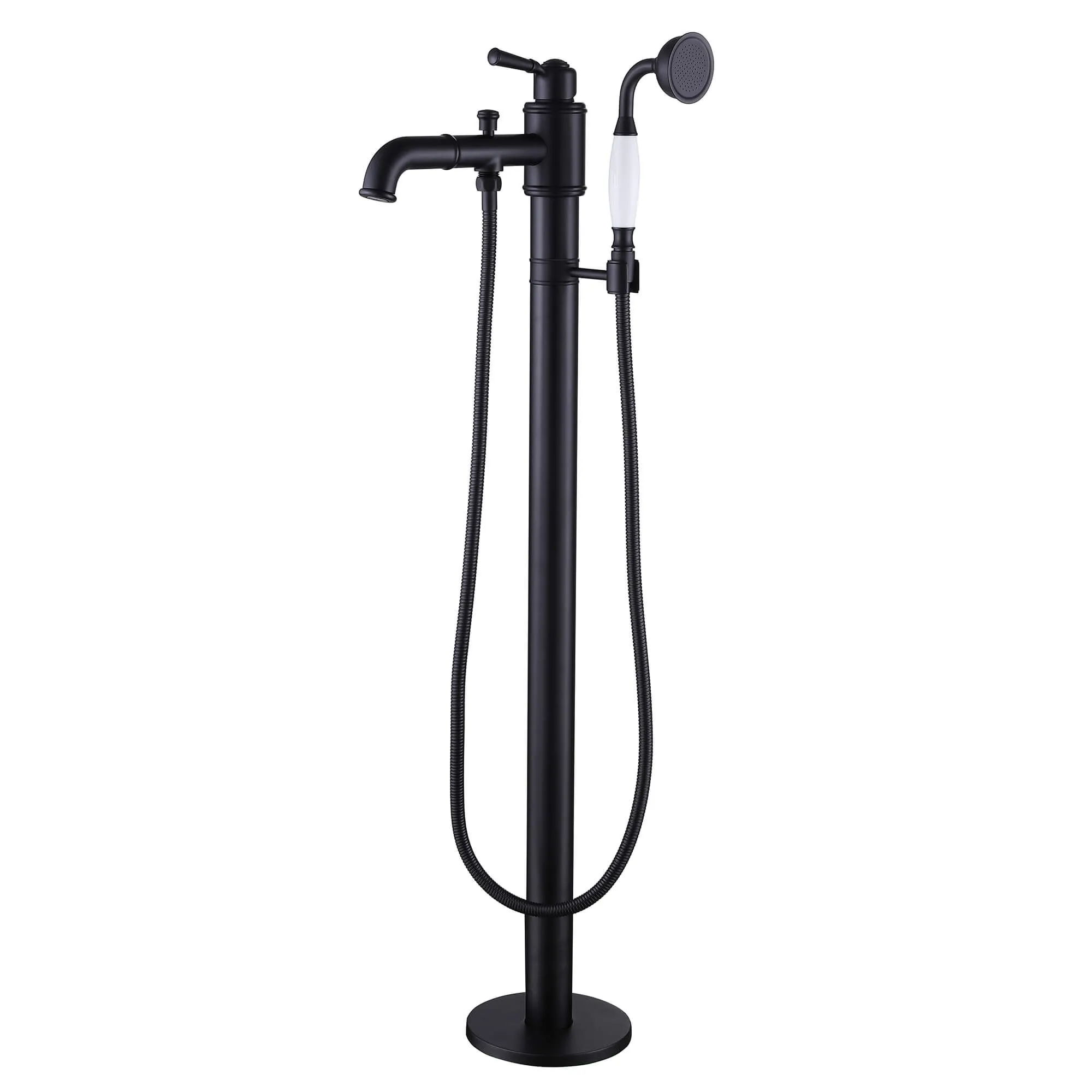 Single Handle Freestanding Roman Tub Faucet with Hand Shower Matte Black AD7013MB