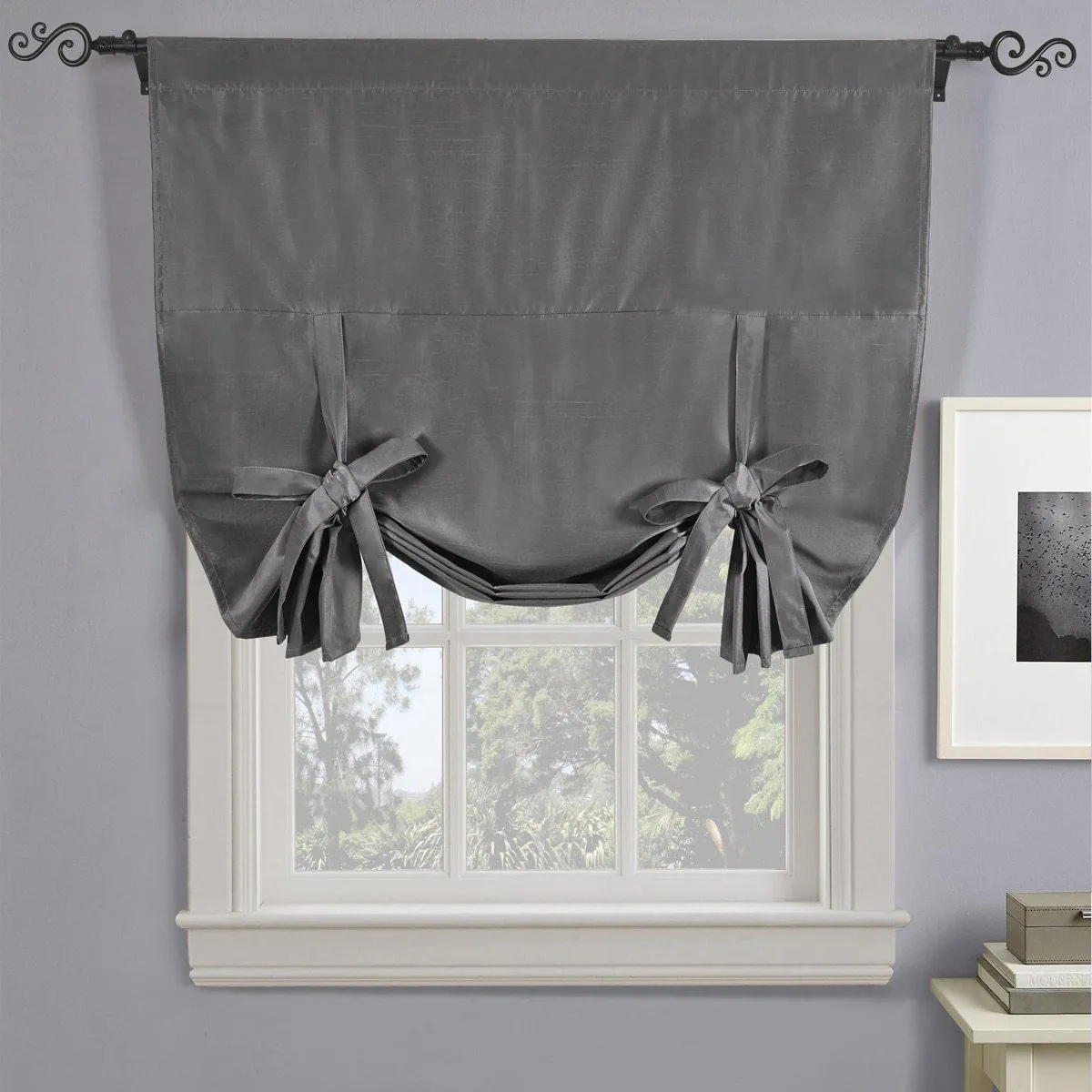 Soho Triple-Pass Thermal Insulated Blackout Curtain Rod Pocket - Tie Up Shade for Small Window ( 42" W  X 63" L)