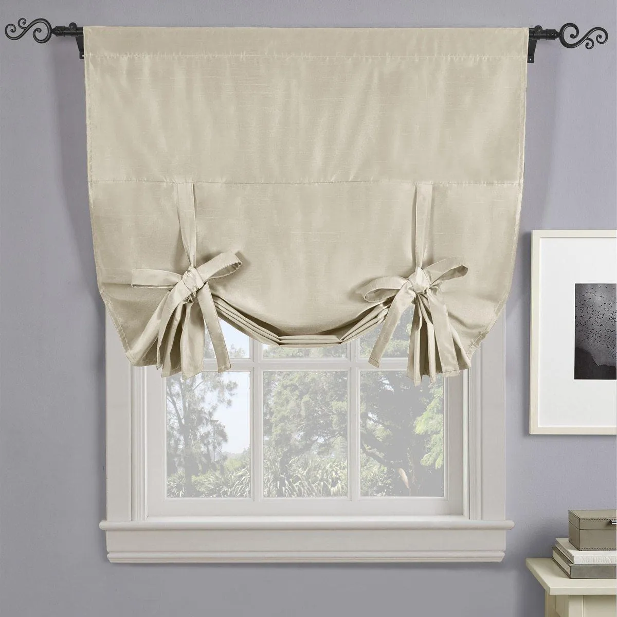 Soho Triple-Pass Thermal Insulated Blackout Curtain Rod Pocket - Tie Up Shade for Small Window ( 42" W  X 63" L)