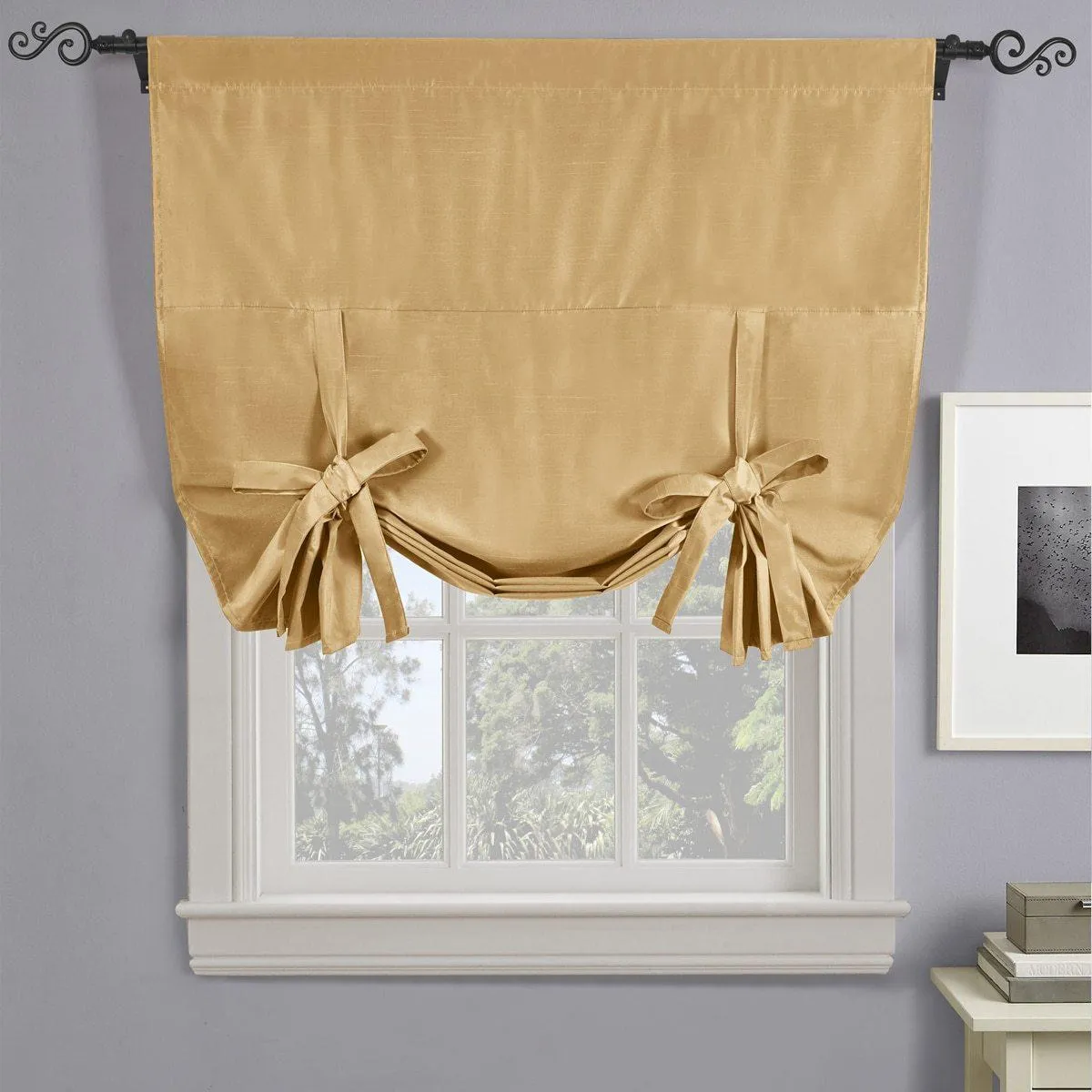 Soho Triple-Pass Thermal Insulated Blackout Curtain Rod Pocket - Tie Up Shade for Small Window ( 42" W  X 63" L)