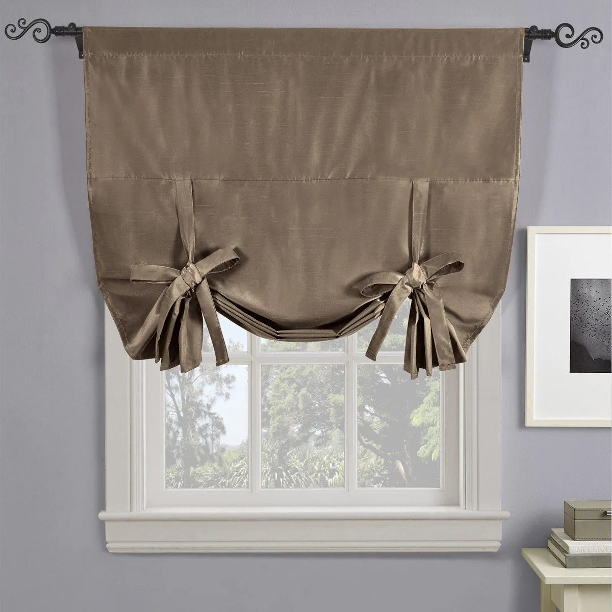 Soho Triple-Pass Thermal Insulated Blackout Curtain Rod Pocket - Tie Up Shade for Small Window ( 42" W  X 63" L)