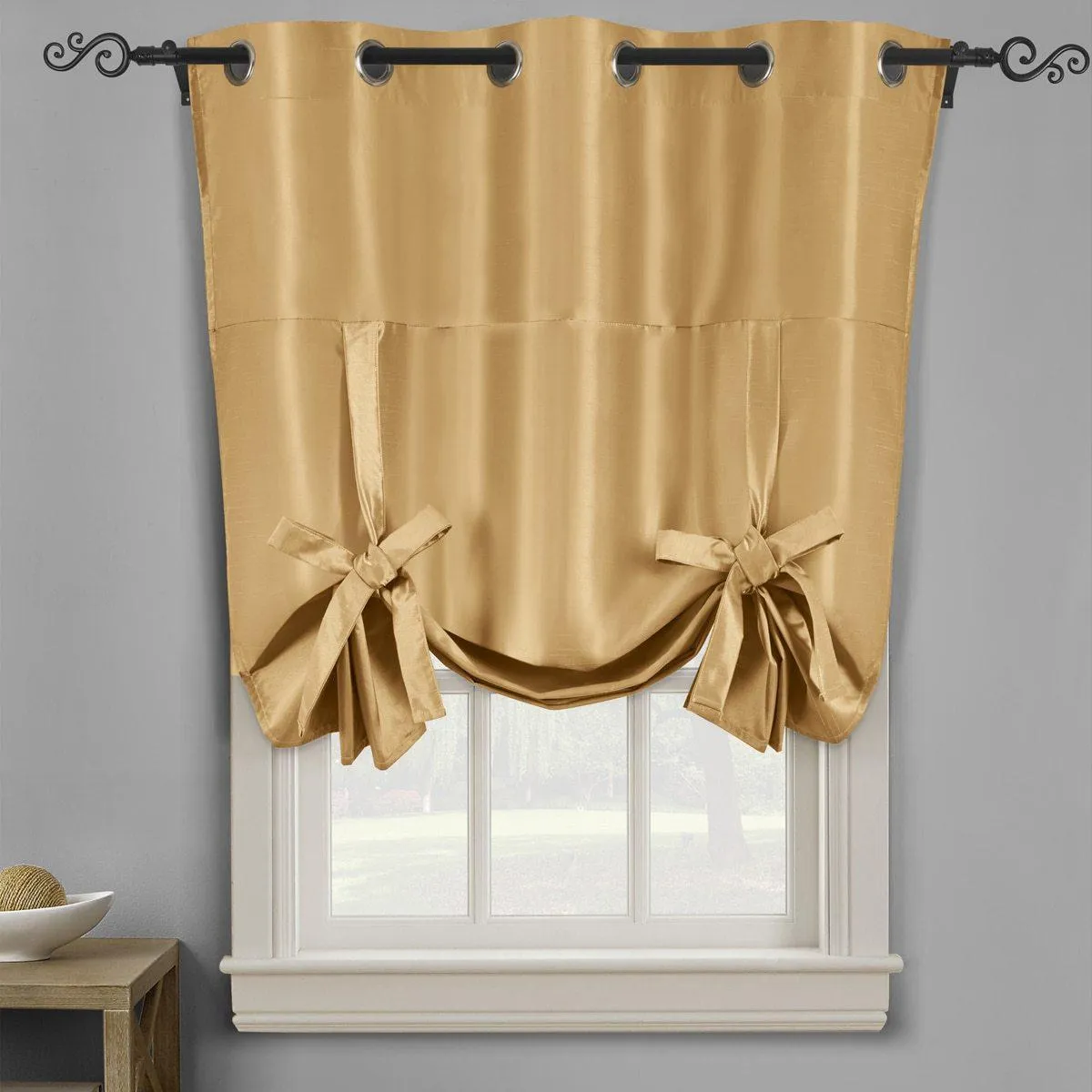 Soho Triple-Pass Thermal Insulated Blackout Curtain Top Grommet - Tie Up Shade for Small Window ( 42" W  X 63" L)