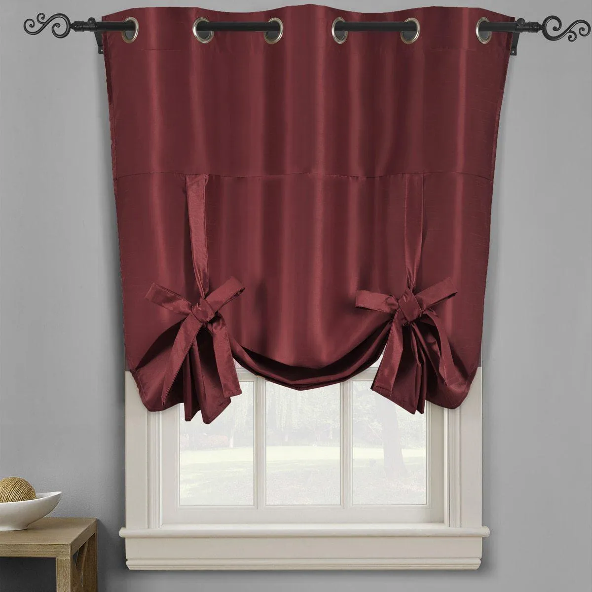 Soho Triple-Pass Thermal Insulated Blackout Curtain Top Grommet - Tie Up Shade for Small Window ( 42" W  X 63" L)