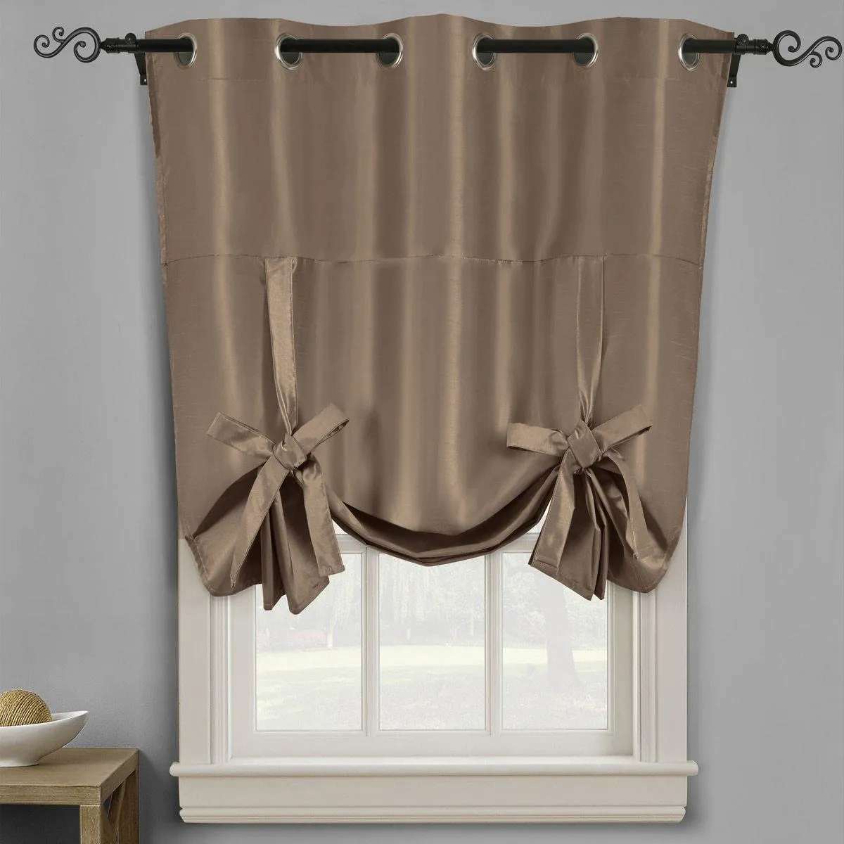 Soho Triple-Pass Thermal Insulated Blackout Curtain Top Grommet - Tie Up Shade for Small Window ( 42" W  X 63" L)