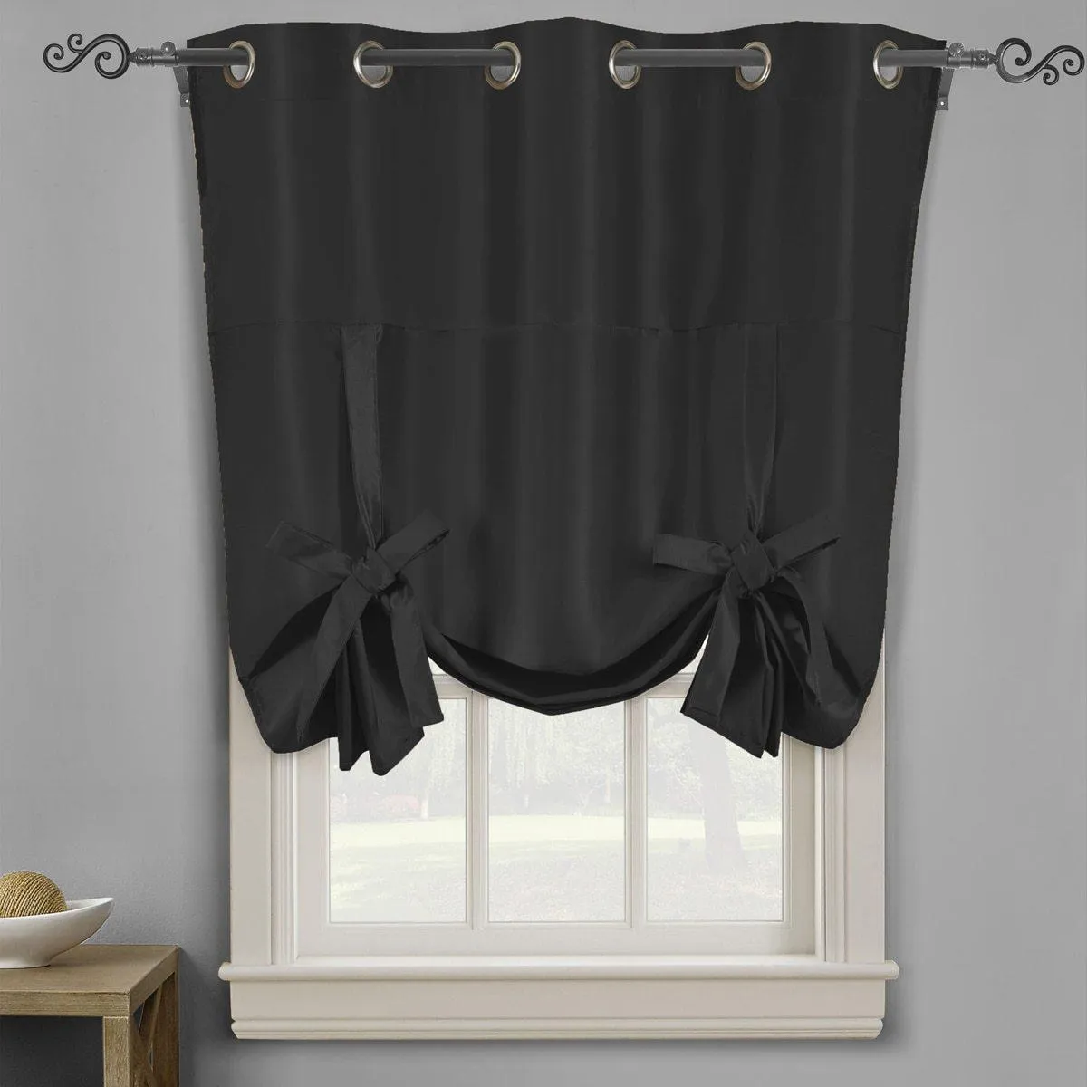 Soho Triple-Pass Thermal Insulated Blackout Curtain Top Grommet - Tie Up Shade for Small Window ( 42" W  X 63" L)