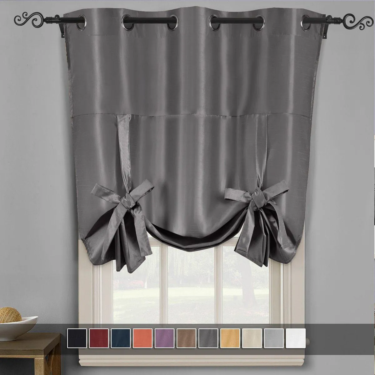 Soho Triple-Pass Thermal Insulated Blackout Curtain Top Grommet - Tie Up Shade for Small Window ( 42" W  X 63" L)