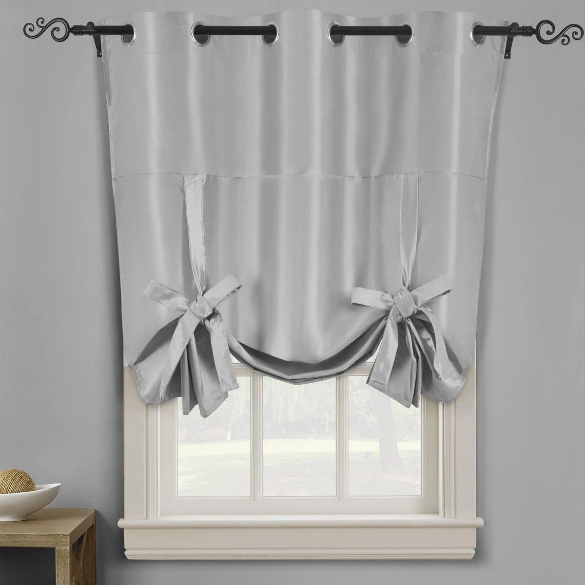 Soho Triple-Pass Thermal Insulated Blackout Curtain Top Grommet - Tie Up Shade for Small Window ( 42" W  X 63" L)