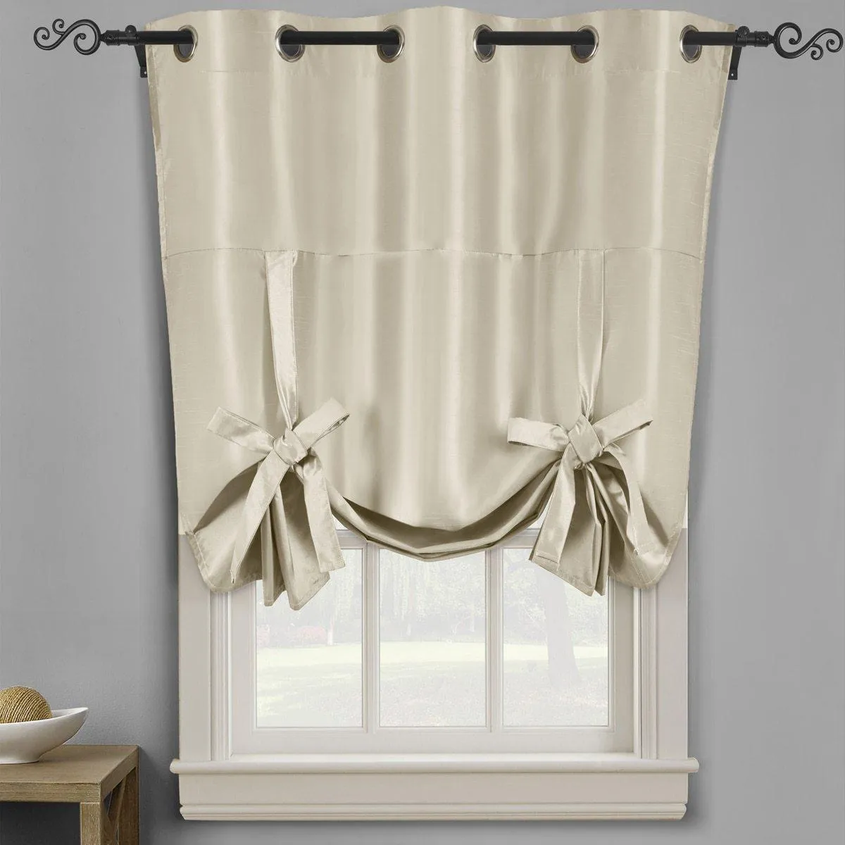 Soho Triple-Pass Thermal Insulated Blackout Curtain Top Grommet - Tie Up Shade for Small Window ( 42" W  X 63" L)