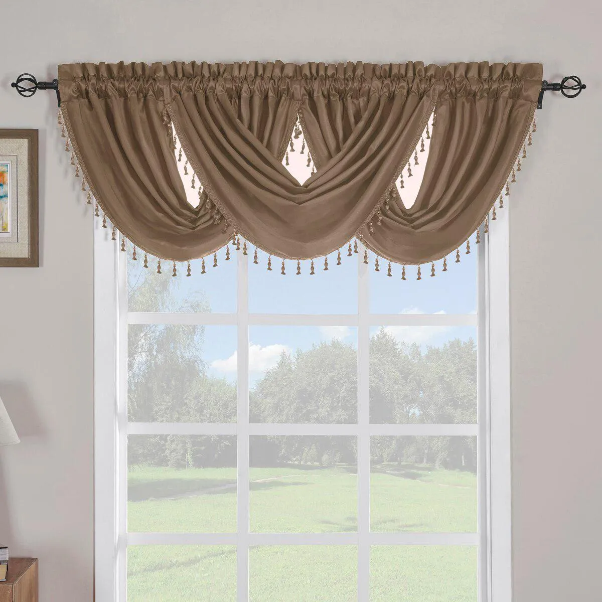 Soho Waterfall Decorative Trim Window Valance 57”wx 37”L (Single)