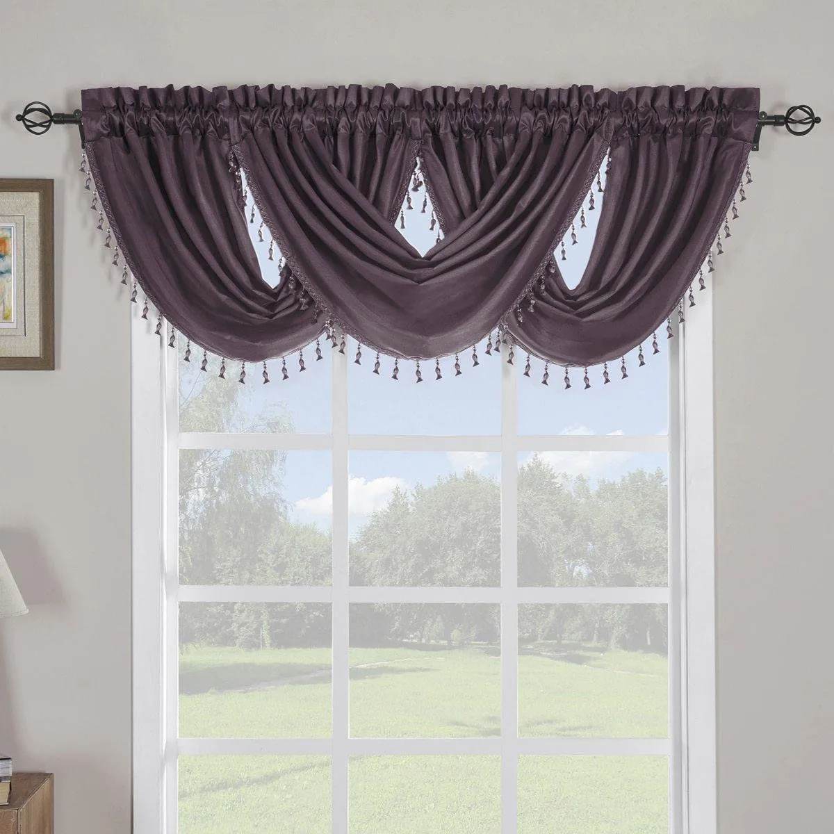 Soho Waterfall Decorative Trim Window Valance 57”wx 37”L (Single)