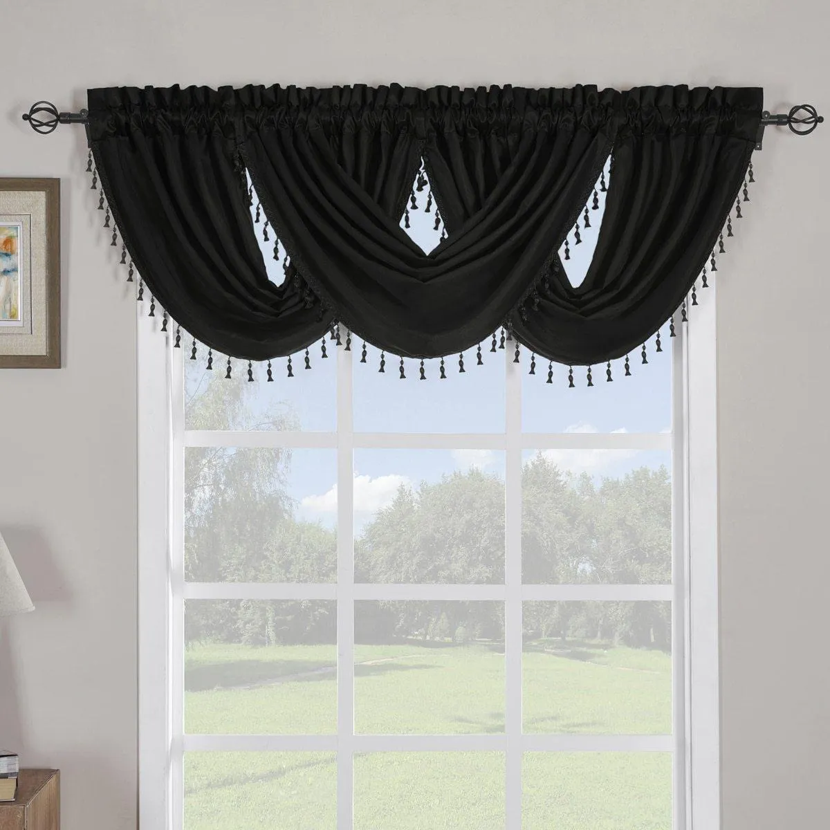 Soho Waterfall Decorative Trim Window Valance 57”wx 37”L (Single)