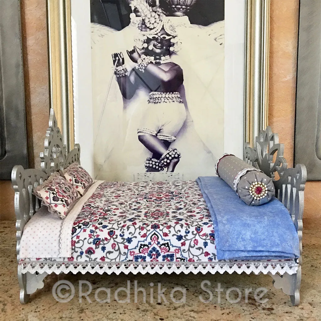 Sri Radha Raman - Silver Lotus Chakra Bed- 14 1/2" Inch