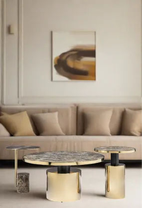 Taylor Set of 3 Coffee Table Set-Brown and Gold