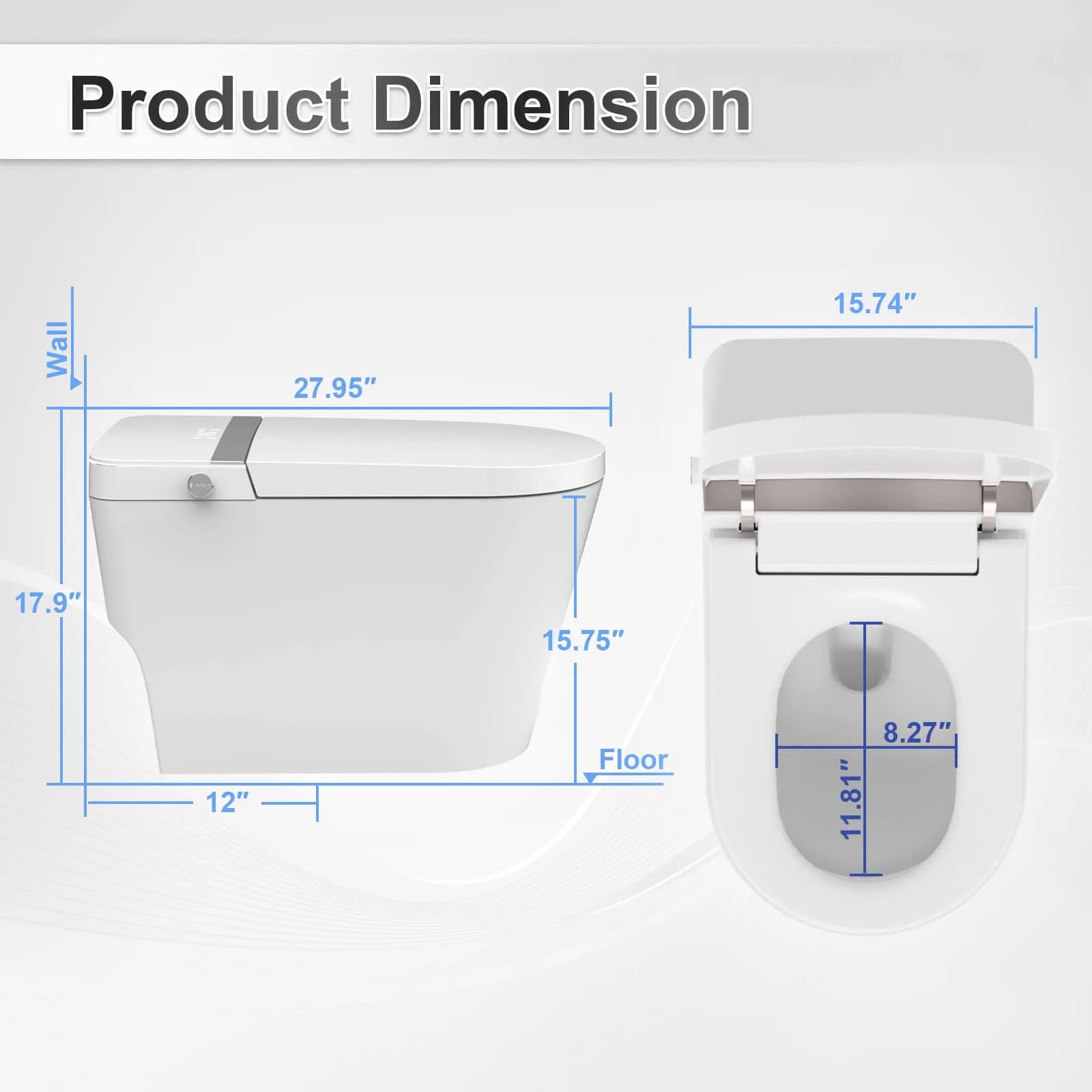 Touchless Auto Flushing Smart Toilet with Ambient Light & Water Tank