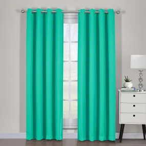 Turquoise Ava Blackout Weave Curtain Panels With Tie Backs Pair (Set Of 2)