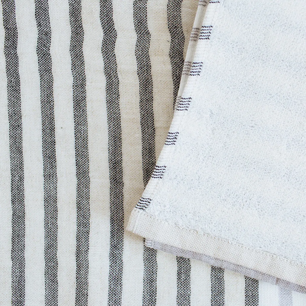 Two Tone Bath Towel in Charcoal Stripe