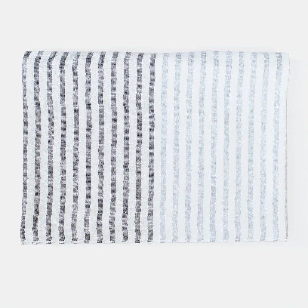 Two Tone Bath Towel in Charcoal Stripe