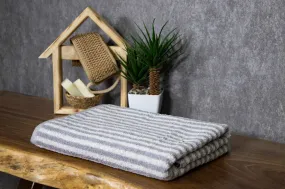 Tyne Collection Cotton Bath Towel - Grey & Striped