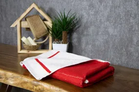 Tyne Collection Cotton Bath Towel - Red & White Star