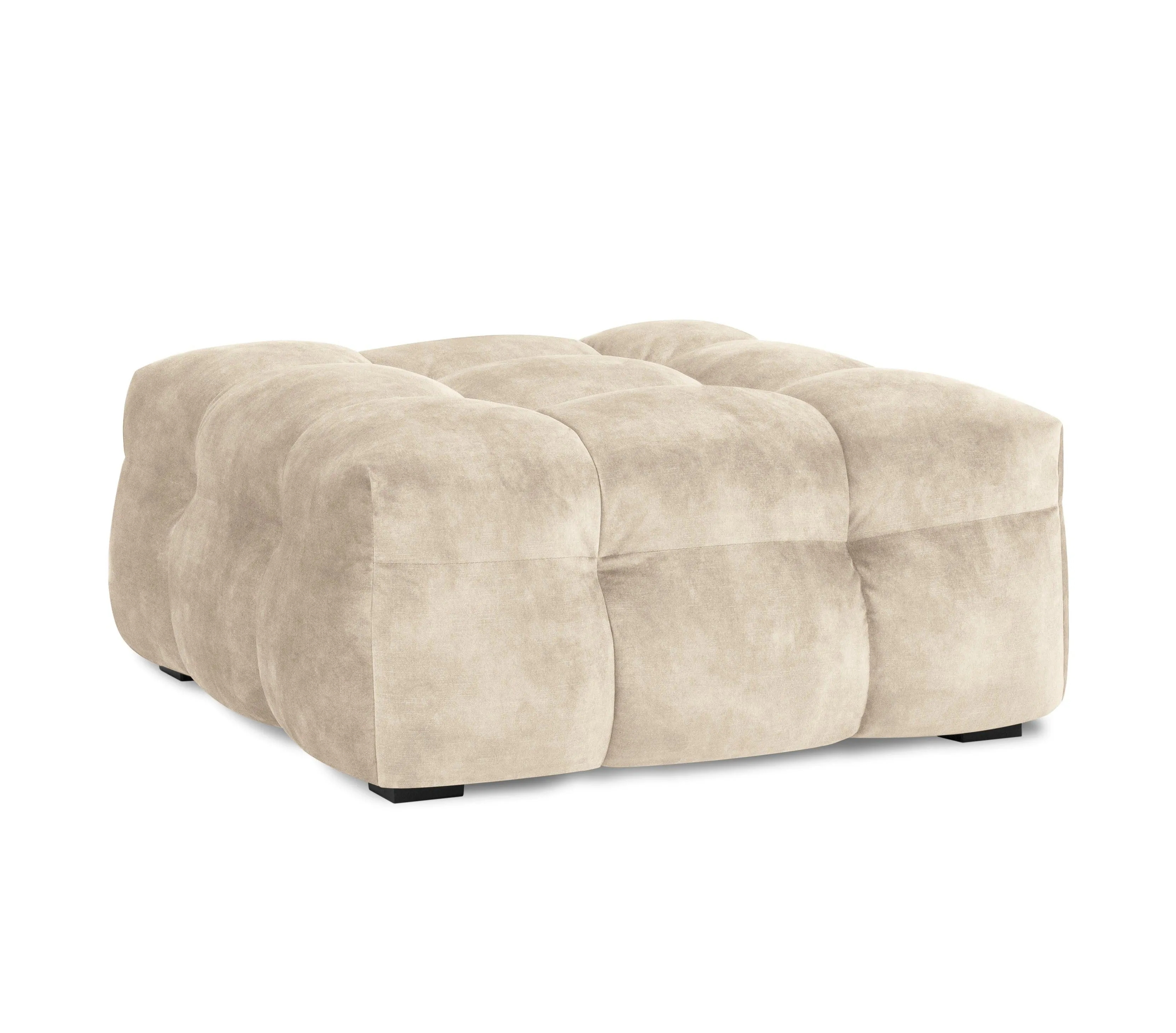 Velvet pouffe VESTA beige