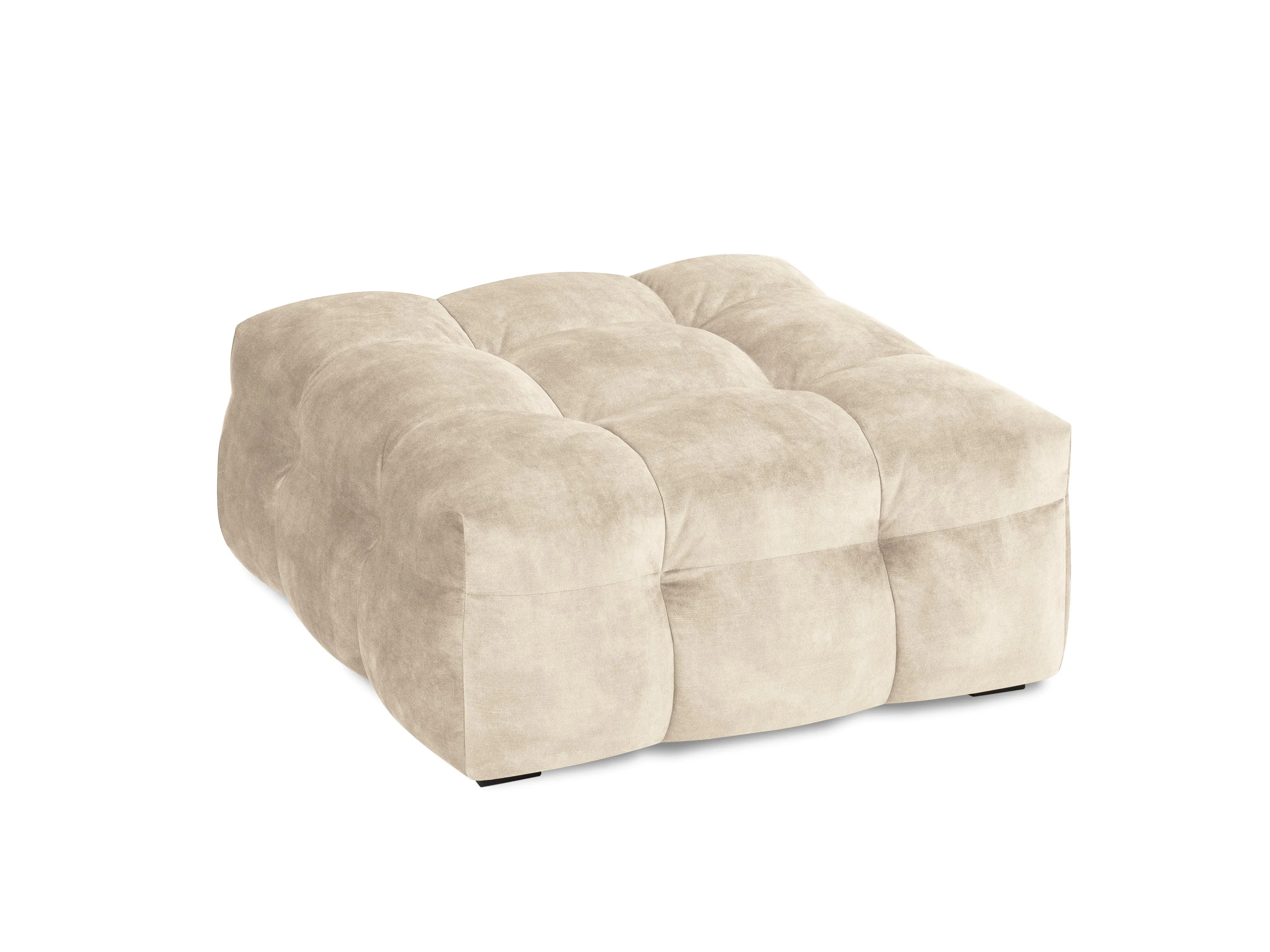 Velvet pouffe VESTA beige