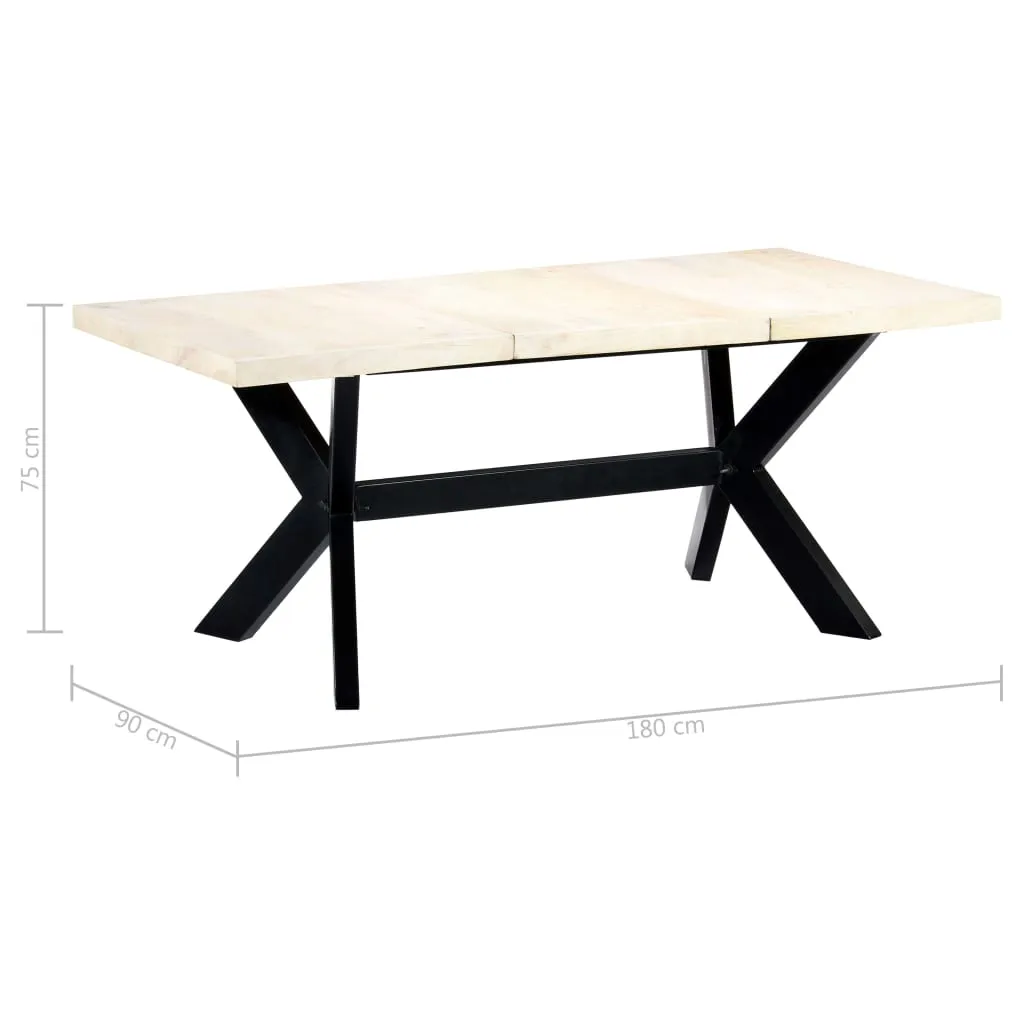 vidaXL Dining Table White 180x90x75 cm Solid Mango Wood