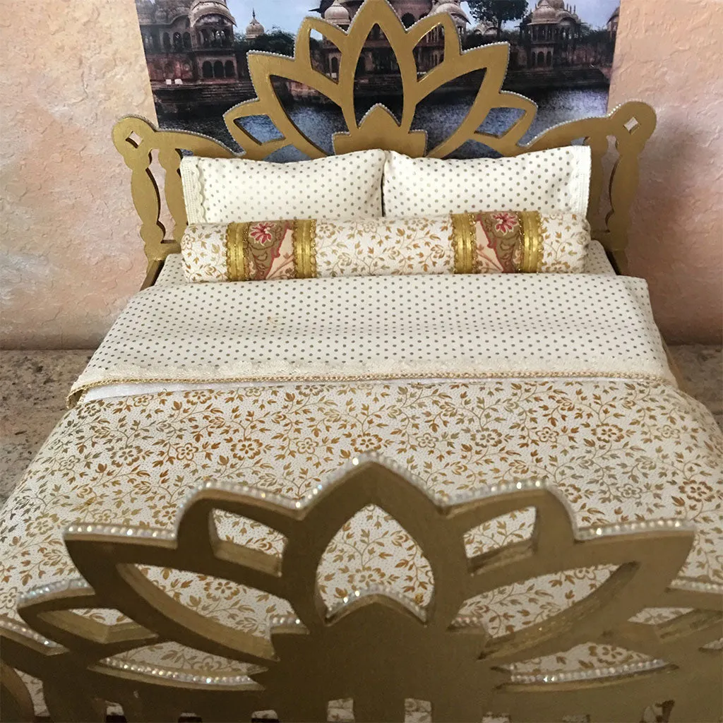 Vrindavan Opulence - Gold Lotus Bed - 14 1/2" Inch