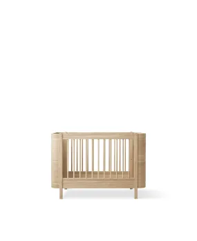 Wood Mini  cot bed incl. junior kit, oak