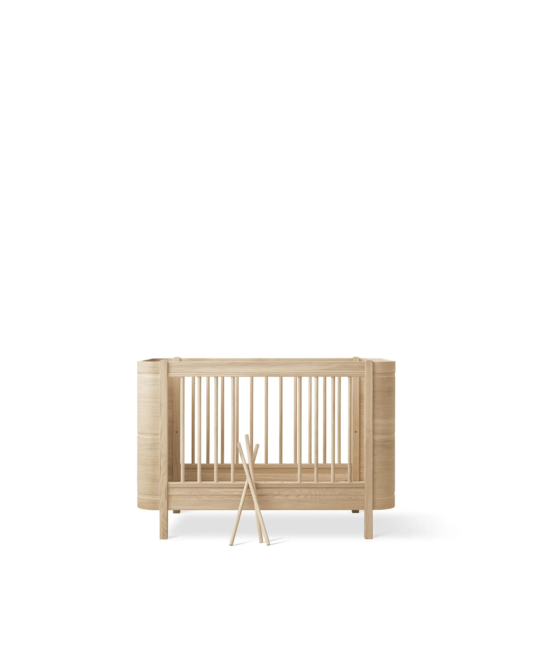 Wood Mini  cot bed incl. junior kit, oak