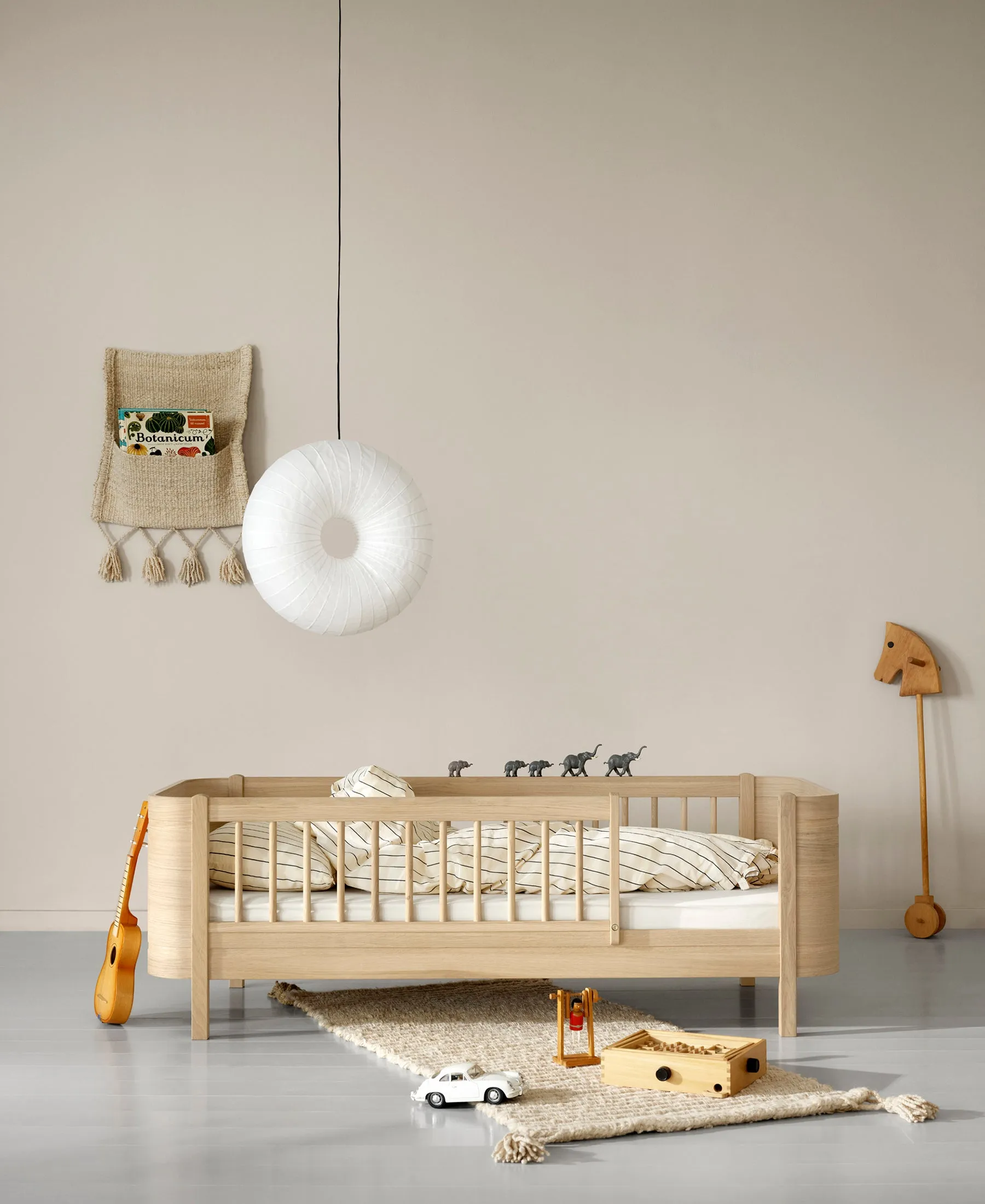 Wood Mini  cot bed incl. junior kit, oak